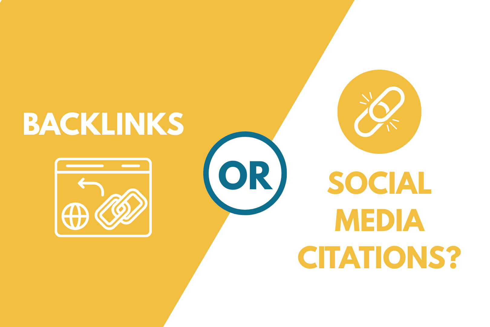 Graphic comparing backlinks versus social media citations, highlighting modern SEO strategies and off-page authority signals in 2026 search optimization.
