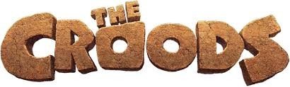 Text that says 'The Croods' styled to look like it is made of cookies or baked material.