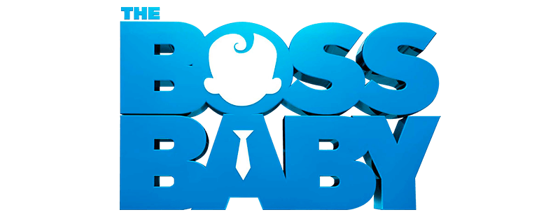 Logo for 'The Boss Baby' featuring bold blue text with a baby face in the 'O' and a tie beneath it.