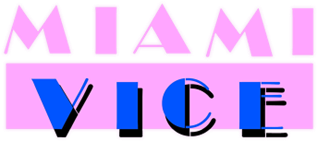 Text saying 'MIAMI' in pink and 'VICE' in blue.
