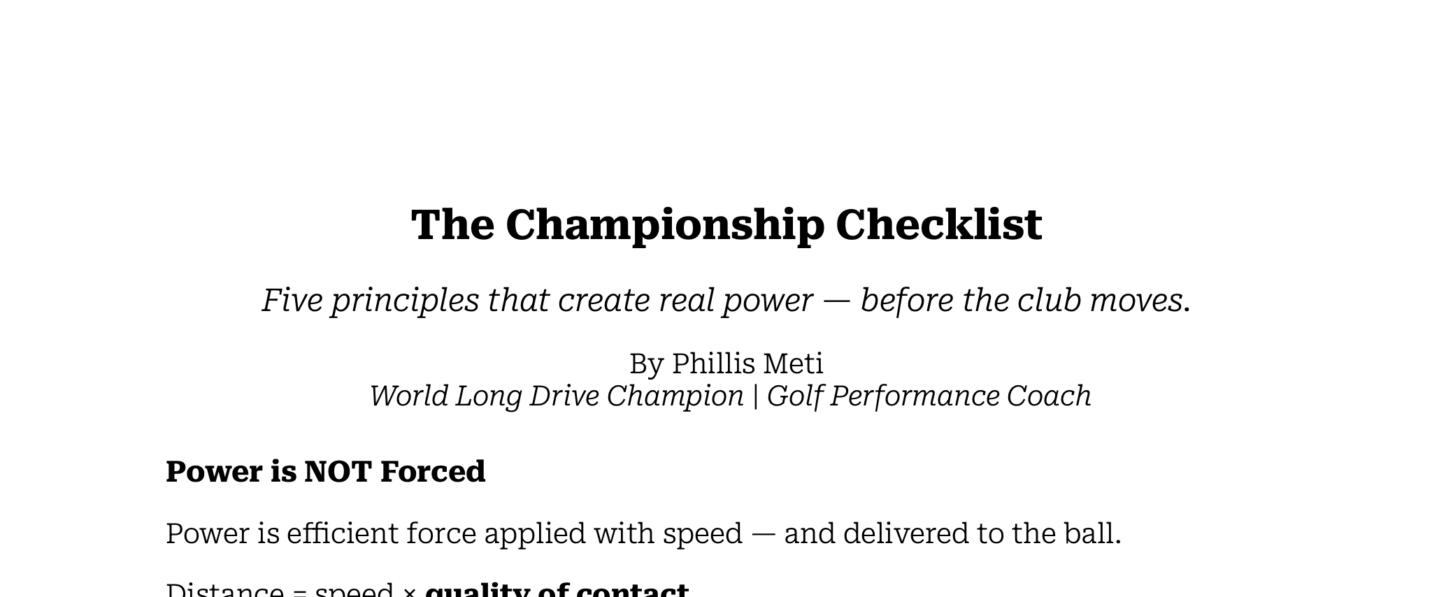 The Championship Checklist - Free Download