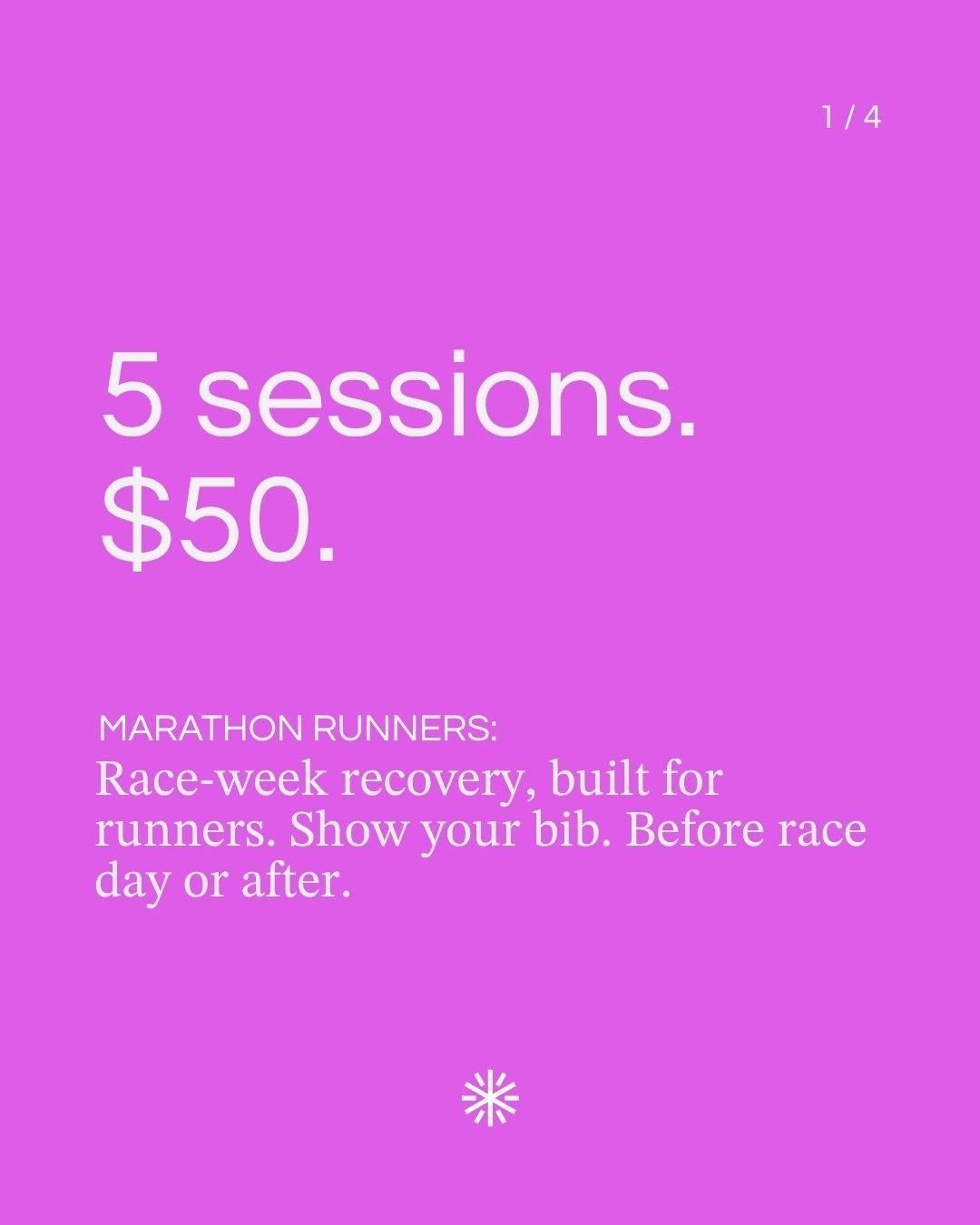 With @runrocknroll approaching, we&rsquo;re offering 5 sessions for $50 for marathon runners and run clubs. Show your bib or registration and use it pre or post-race weekend.

Come recover with us. Book your session.