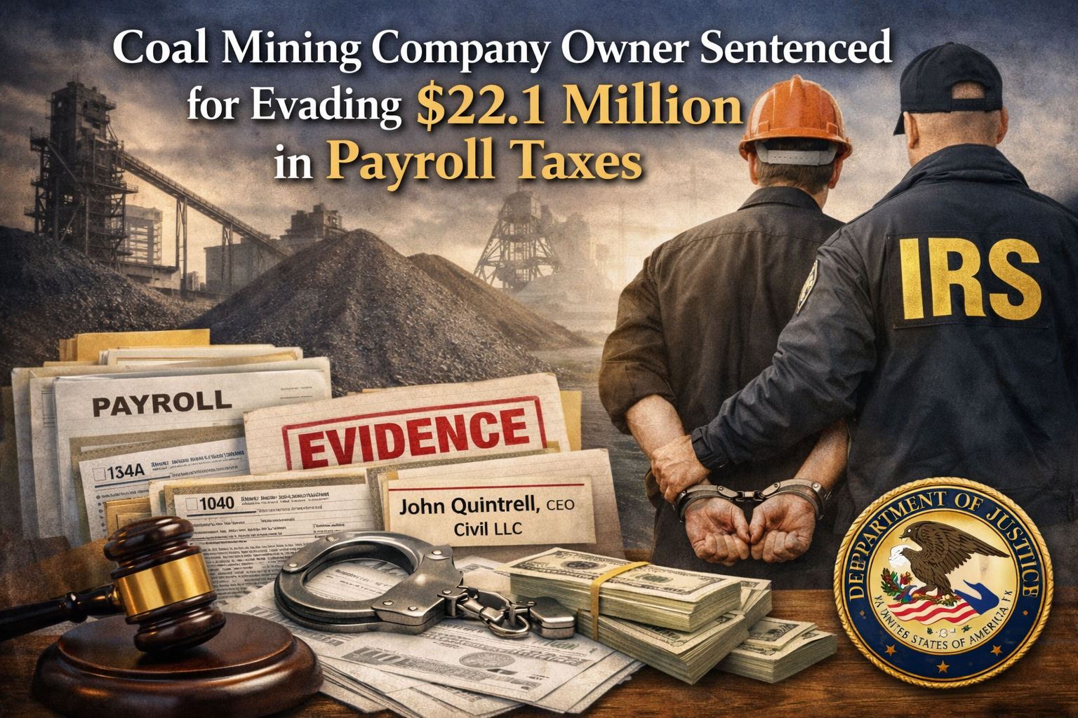 Coal Mining Company Owner Sentenced for Evading $22.1 Million in Payroll Taxes
