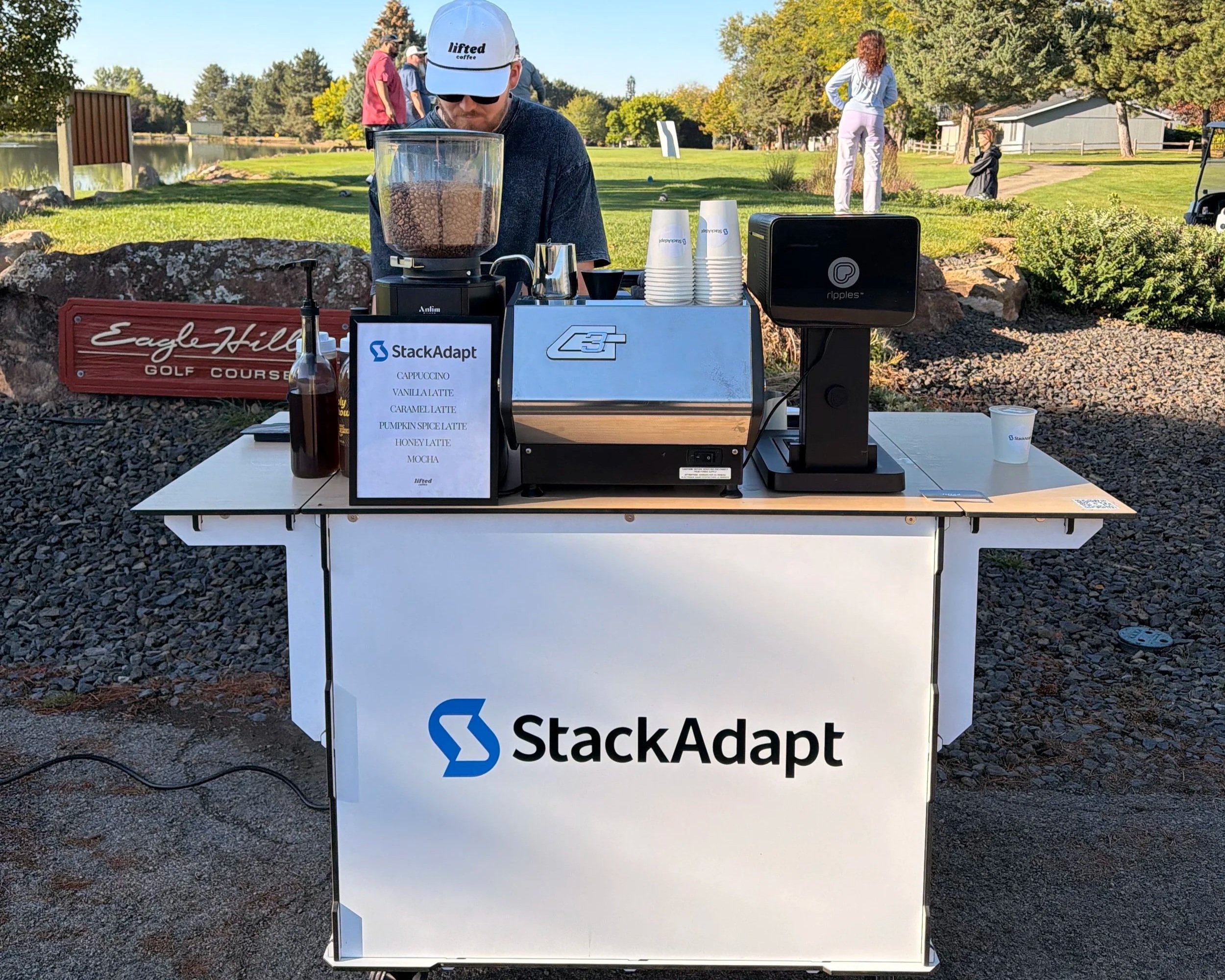 Mobile coffee cart catering for a corporate event in Boise, Idaho