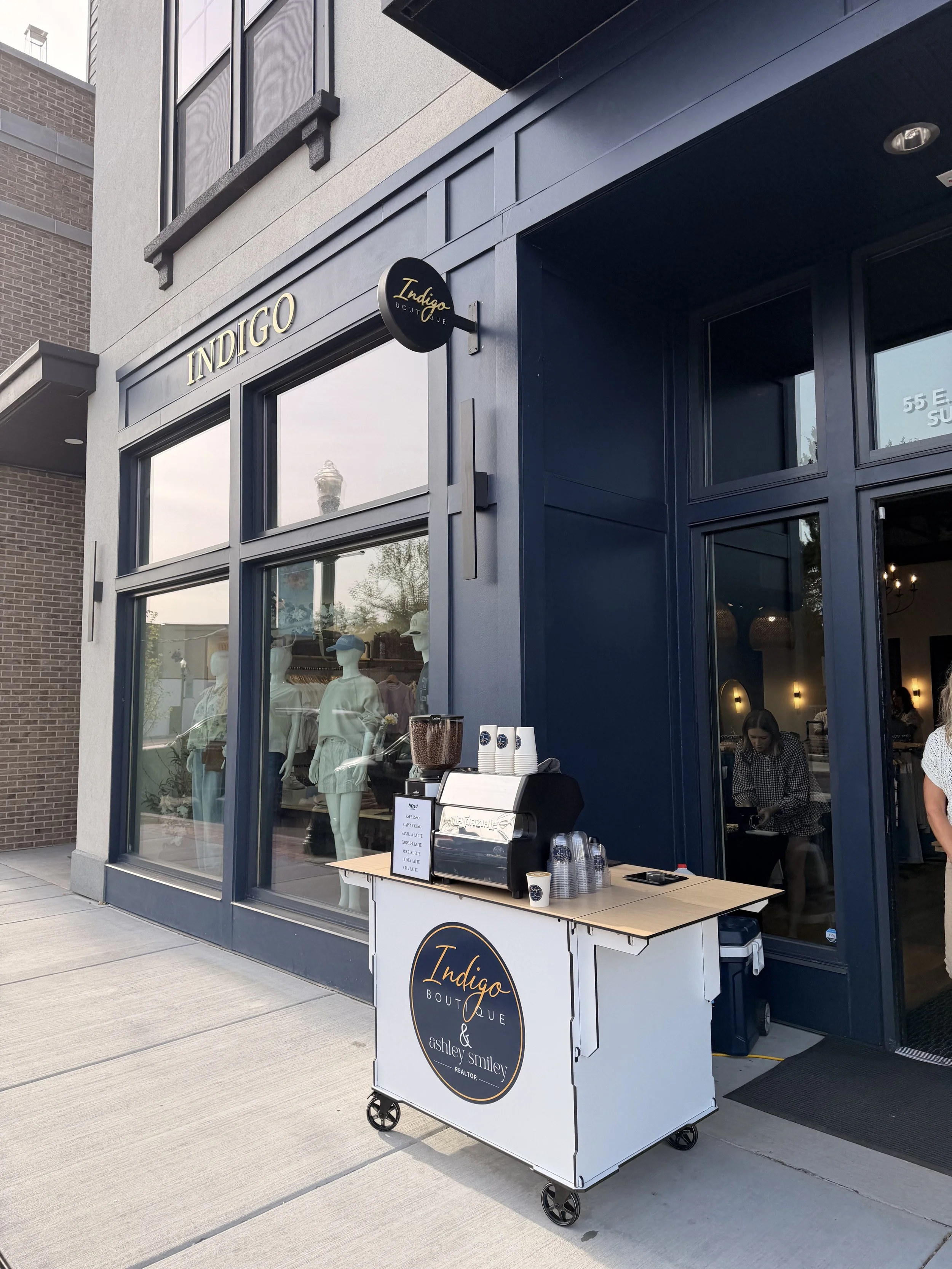 Lifted Coffee Cart serving a custom branded grand opening brand activation event in Eagle Idaho