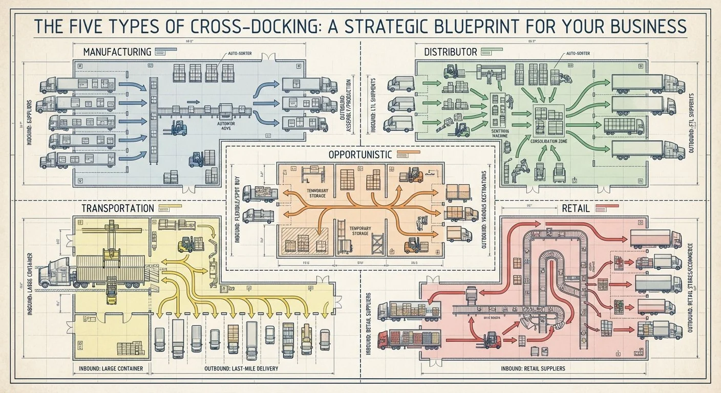 What are the five types of cross-docking?