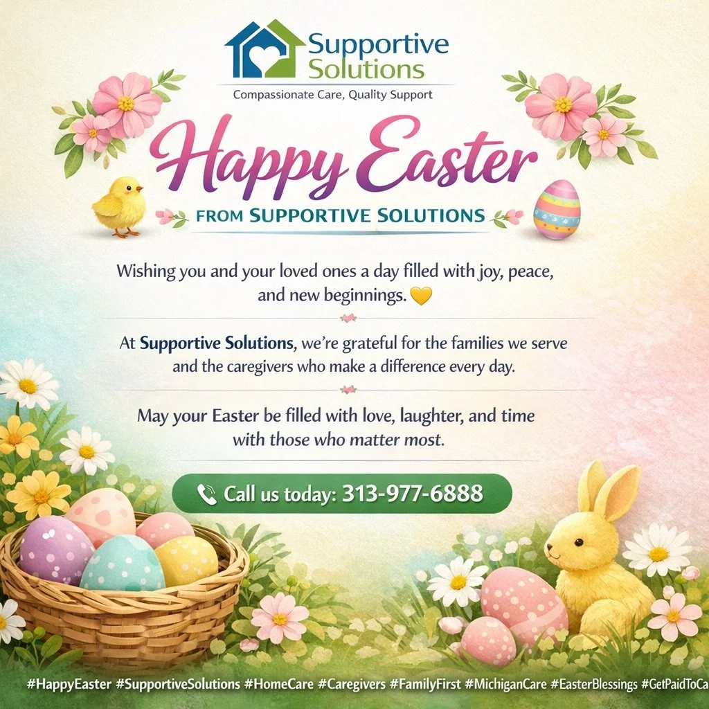 🌸🐣 Happy Easter from Supportive Solutions 🐣🌸

Wishing you and your loved ones a day filled with joy, peace, and new beginnings. 💛

At Supportive Solutions, we&rsquo;re grateful for the families we serve and the caregivers who make a difference e