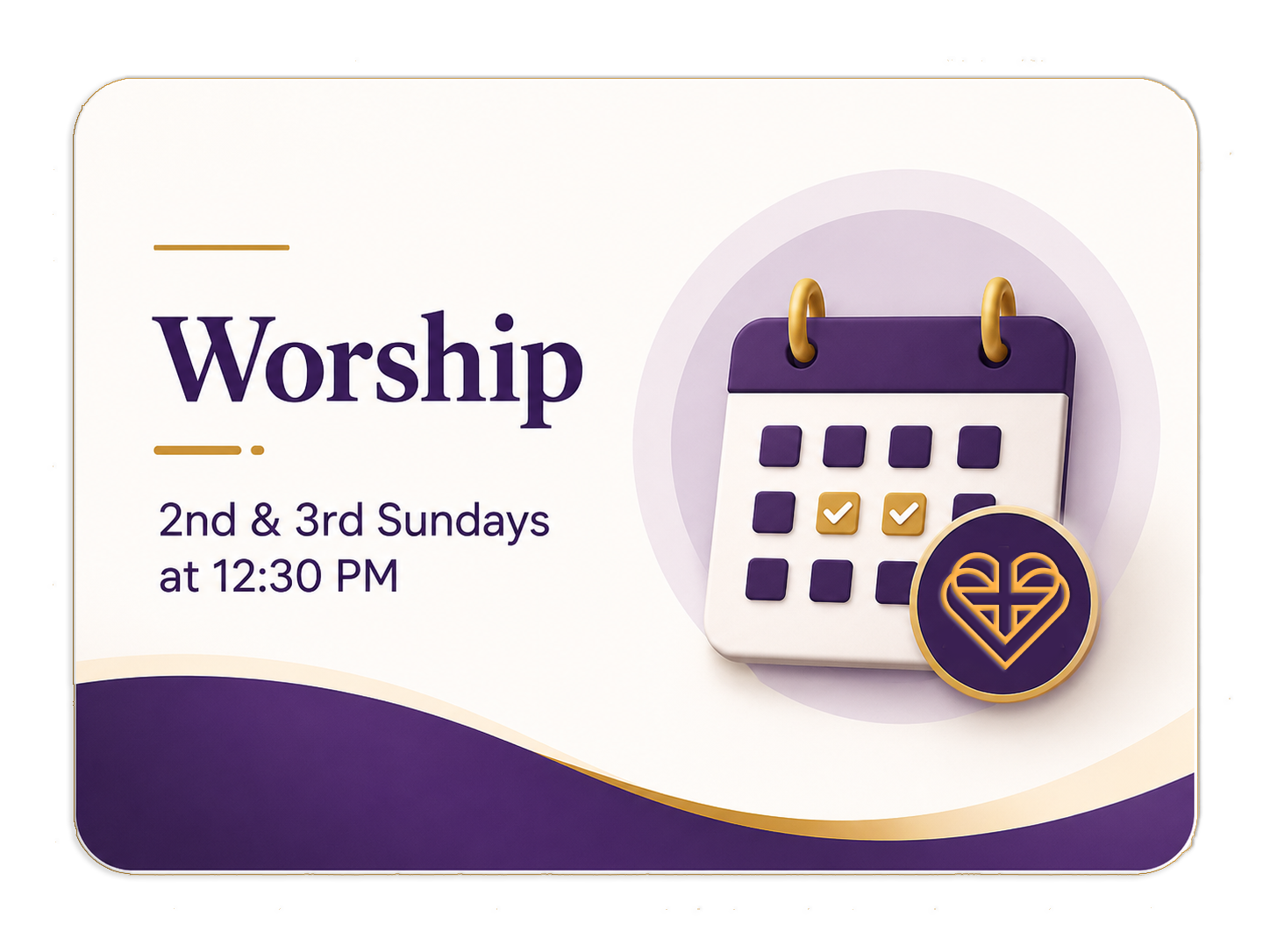 Worship Every 2nd & 3rd Sunday at 12:30pm