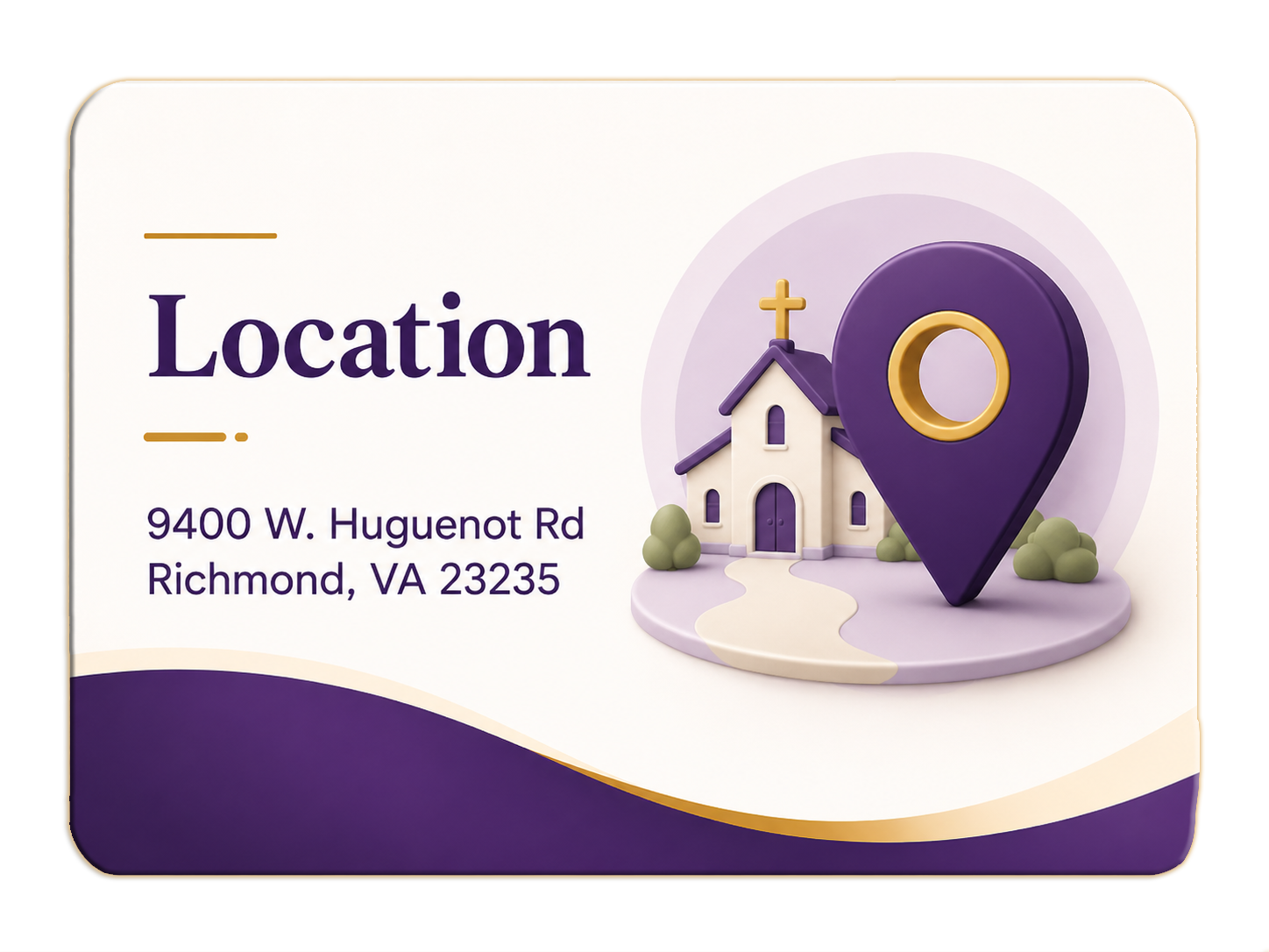 Location: 9400 W. Hugeunot Rd. Richmond, VA 23235