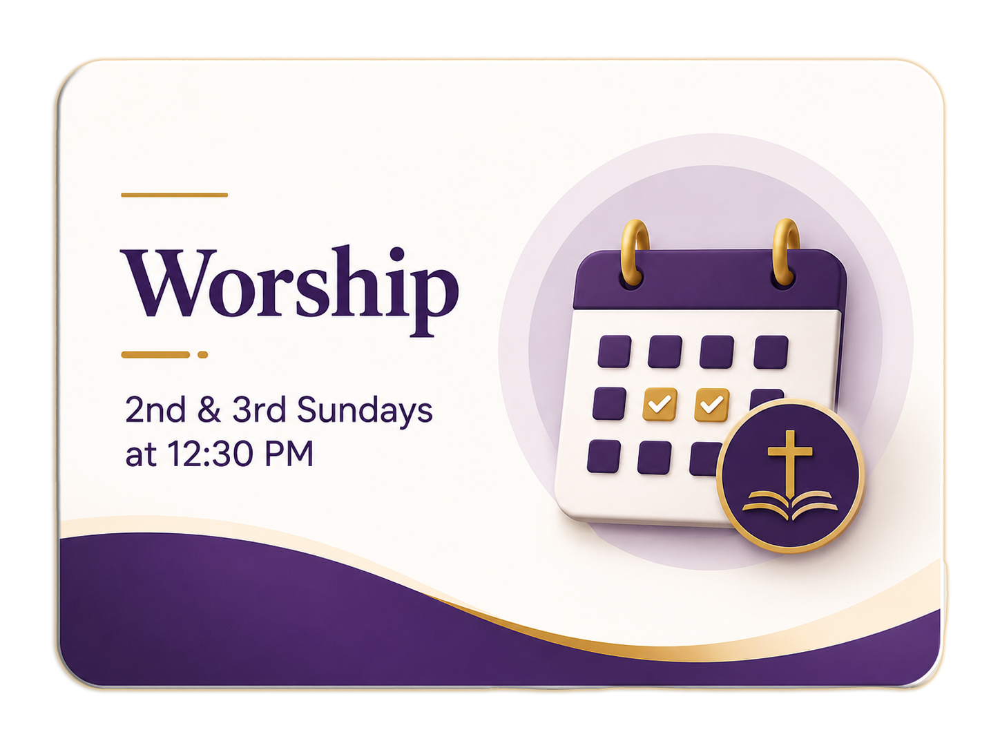 Worship Every 2nd & 3rd Sunday at 12:30pm