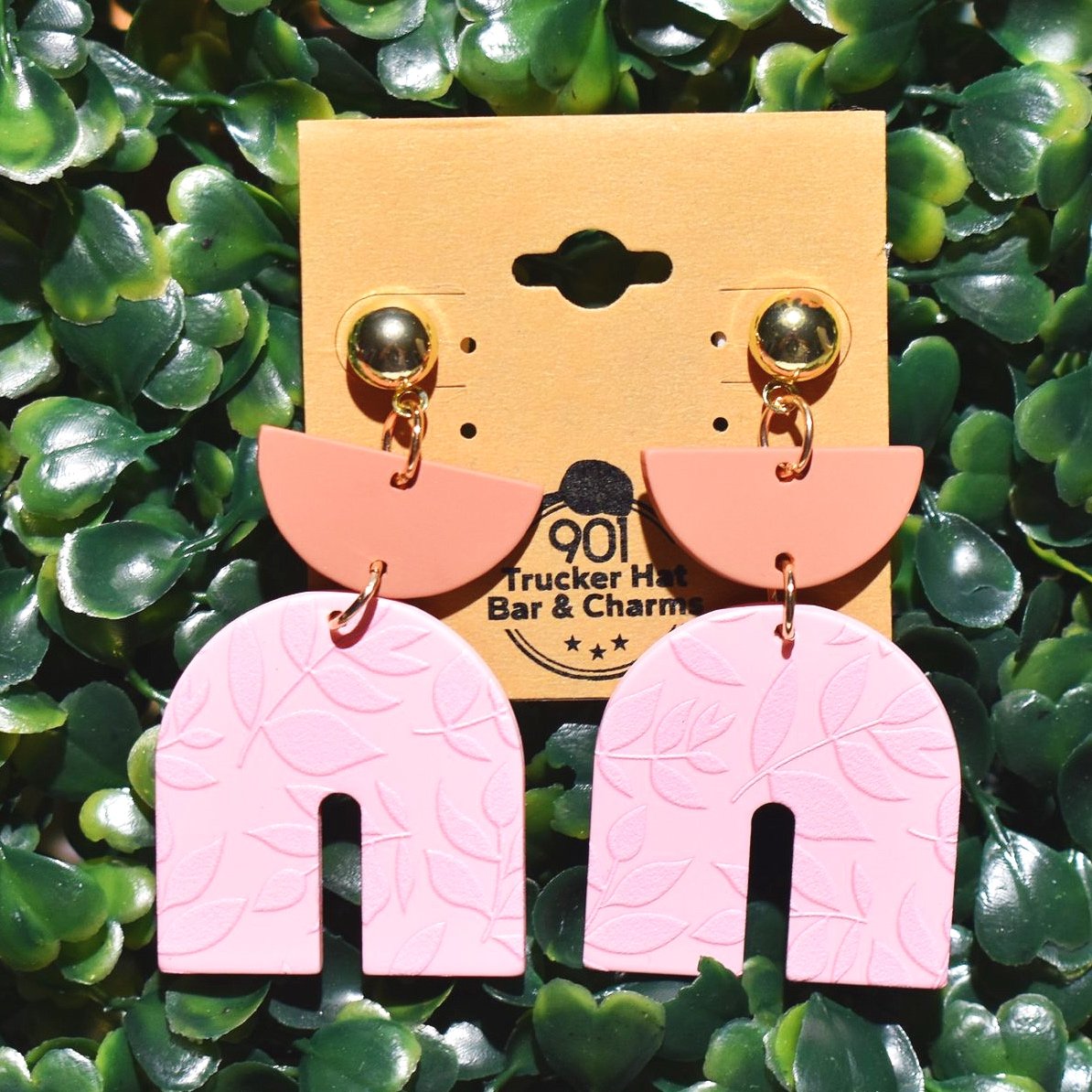 Pink Geometric Clay Earrings