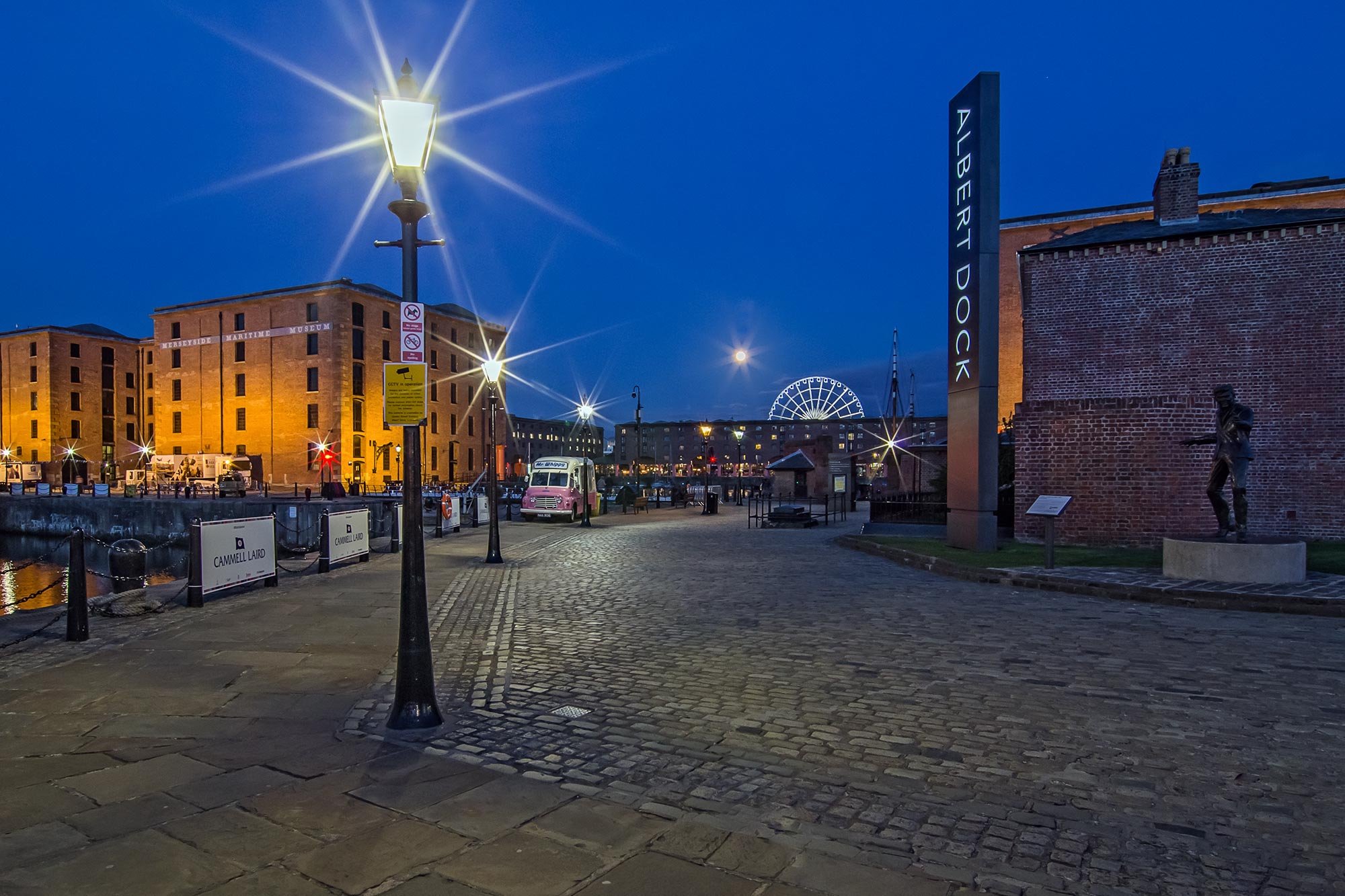 A night photography shoot on the Royal Albert Dock in Liverpool