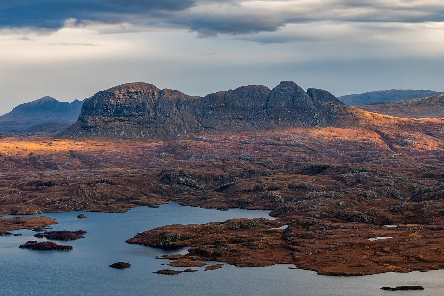 Suilven mountain view from the summit of Stac Pollaidh in Coigach