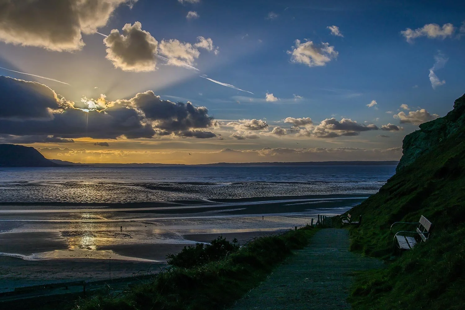 Sunset from Invalids Walk looking across to Snowdonia