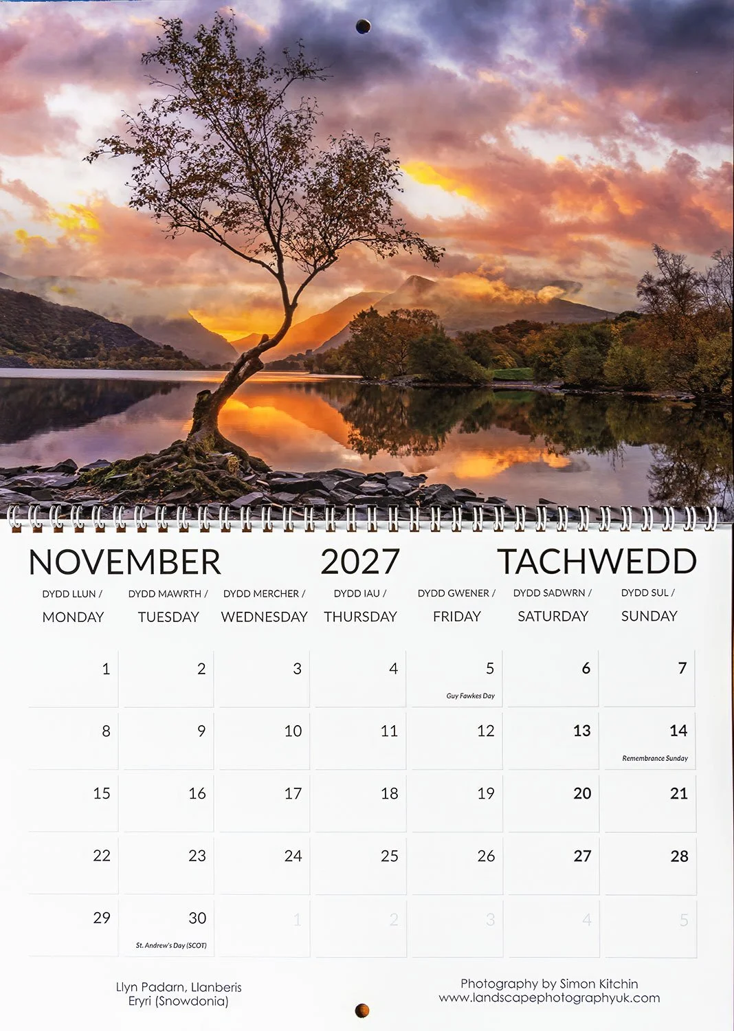 North Wales Calendar 2027 full page view