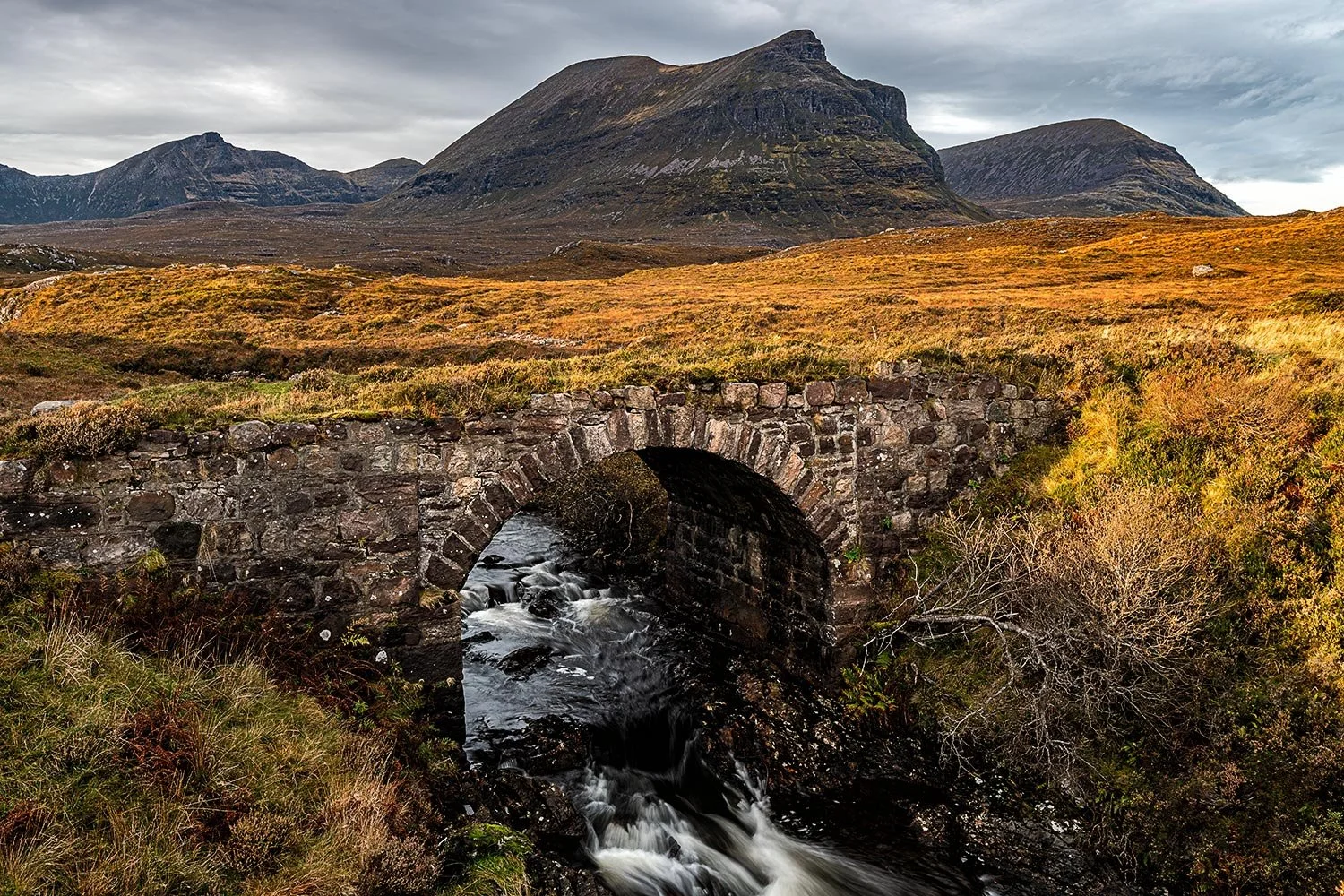 Quinag and Sail Gharbh mountains at sunrise in Assynt North West Scotland.
