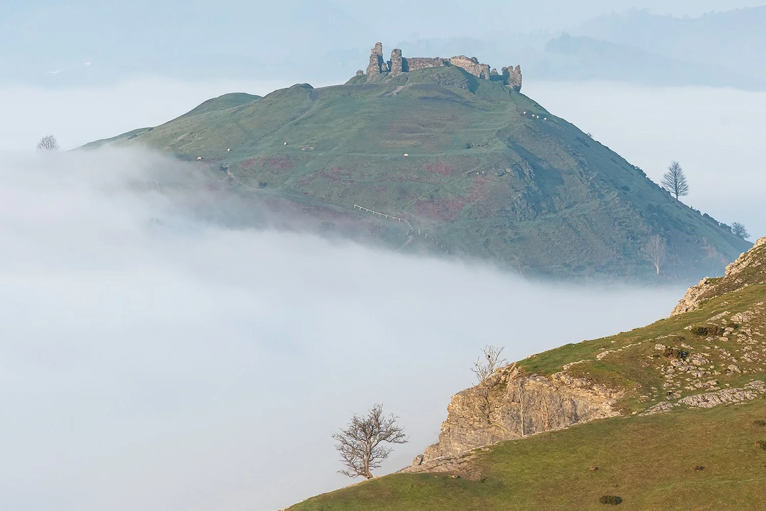 A misty Castell Dinas Bran from the Panorama Walk above Llangollen