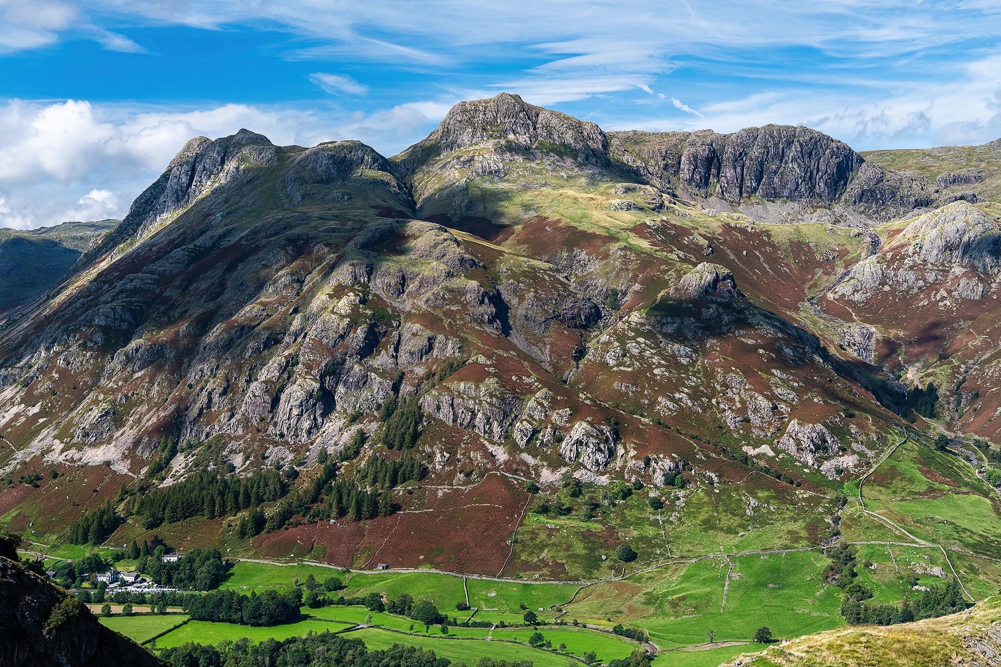 One of the best views in the Lake District, the Langdale Pikes from Lingmoor Fell