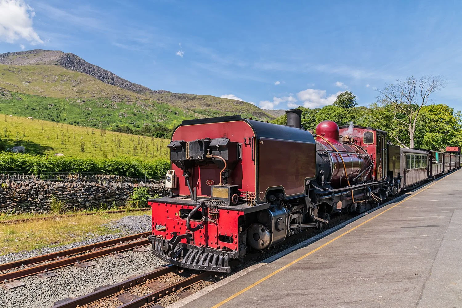 A view of Moel Hebog from the Welsh Highland Railway station in Beddgelert