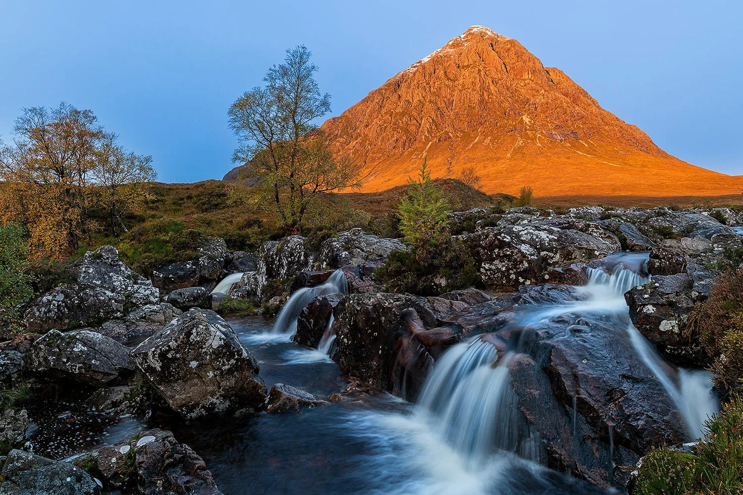 Stunning sunrise colours on the iconic Buachaille Etive Mor the most scenic of the Glencoe mountains