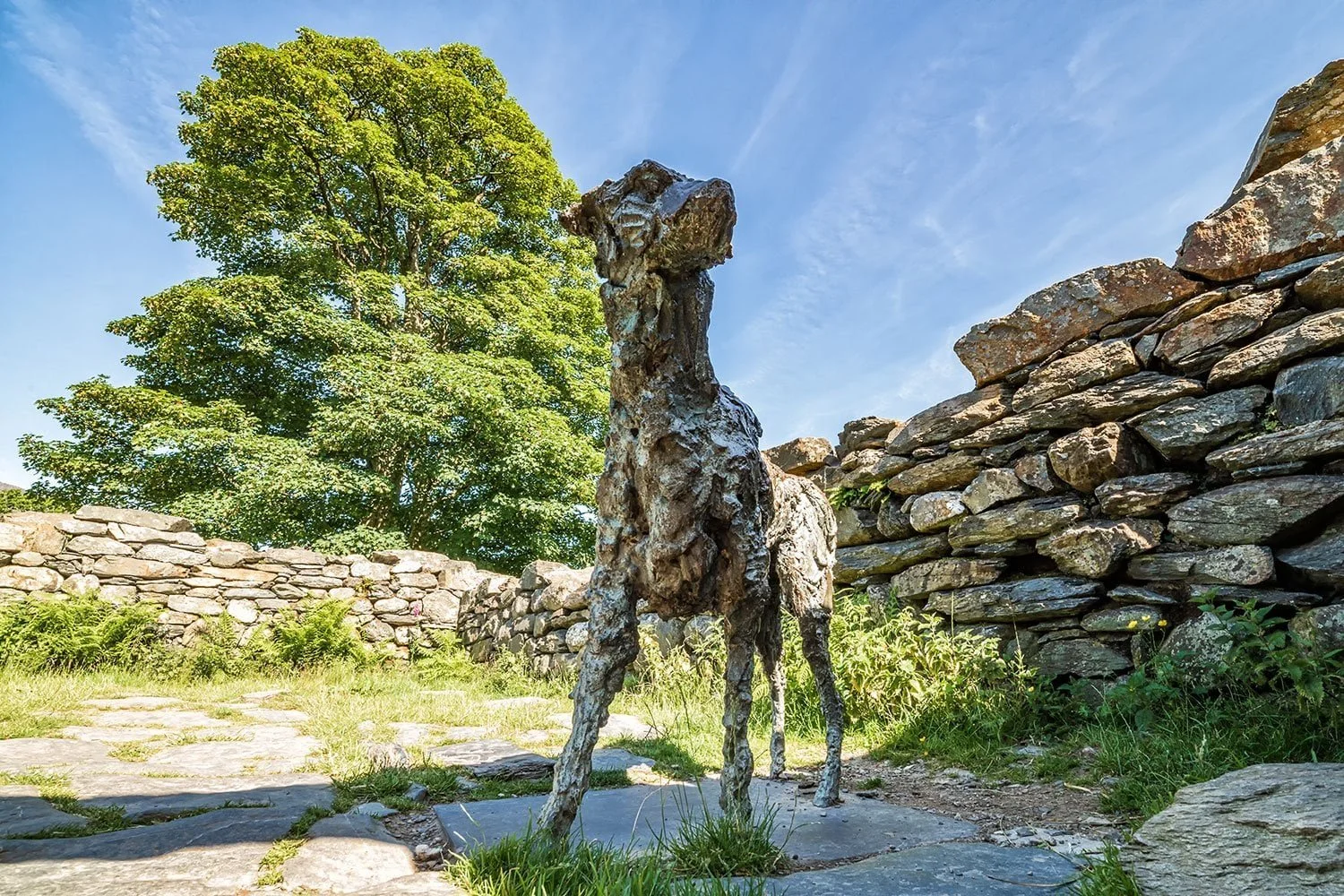 A Statue of Gelert The Dog. The Legend of the faithfull hound, Gelert, is one of the best known, and loved, folk-tales in Wales