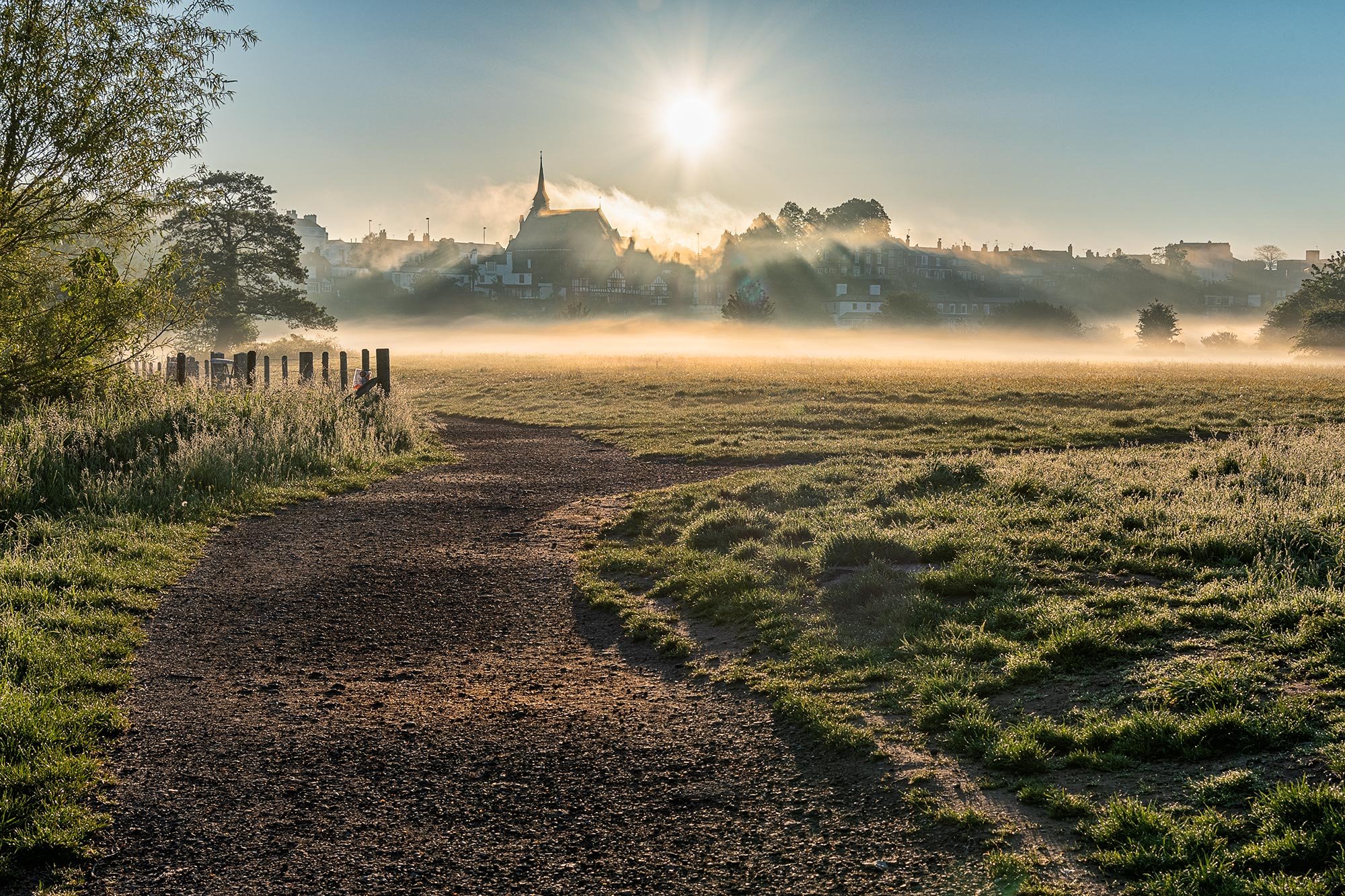 A misty Chester Meadows on the River Dee