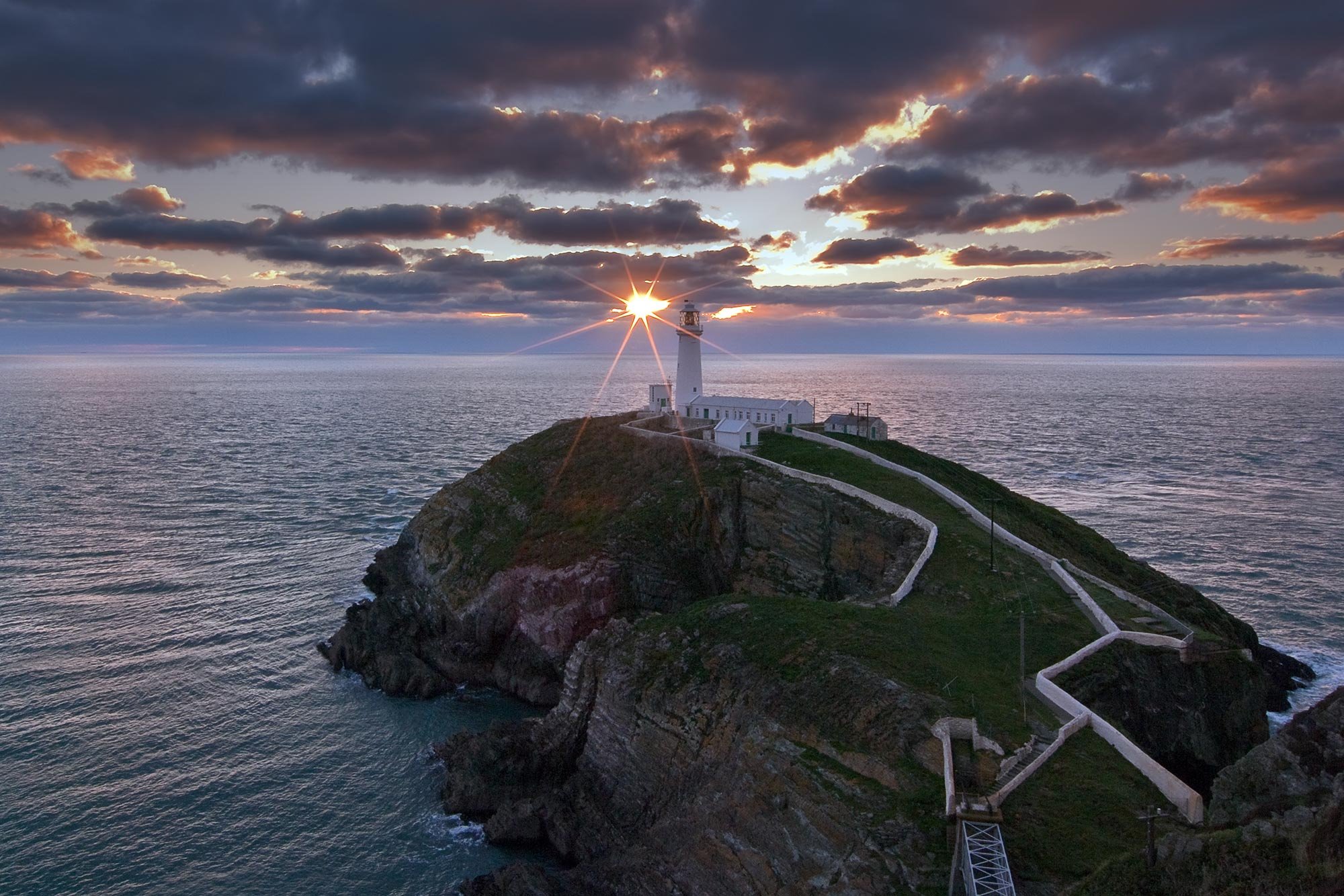 South stack lighthouse at sunset on Anglesey