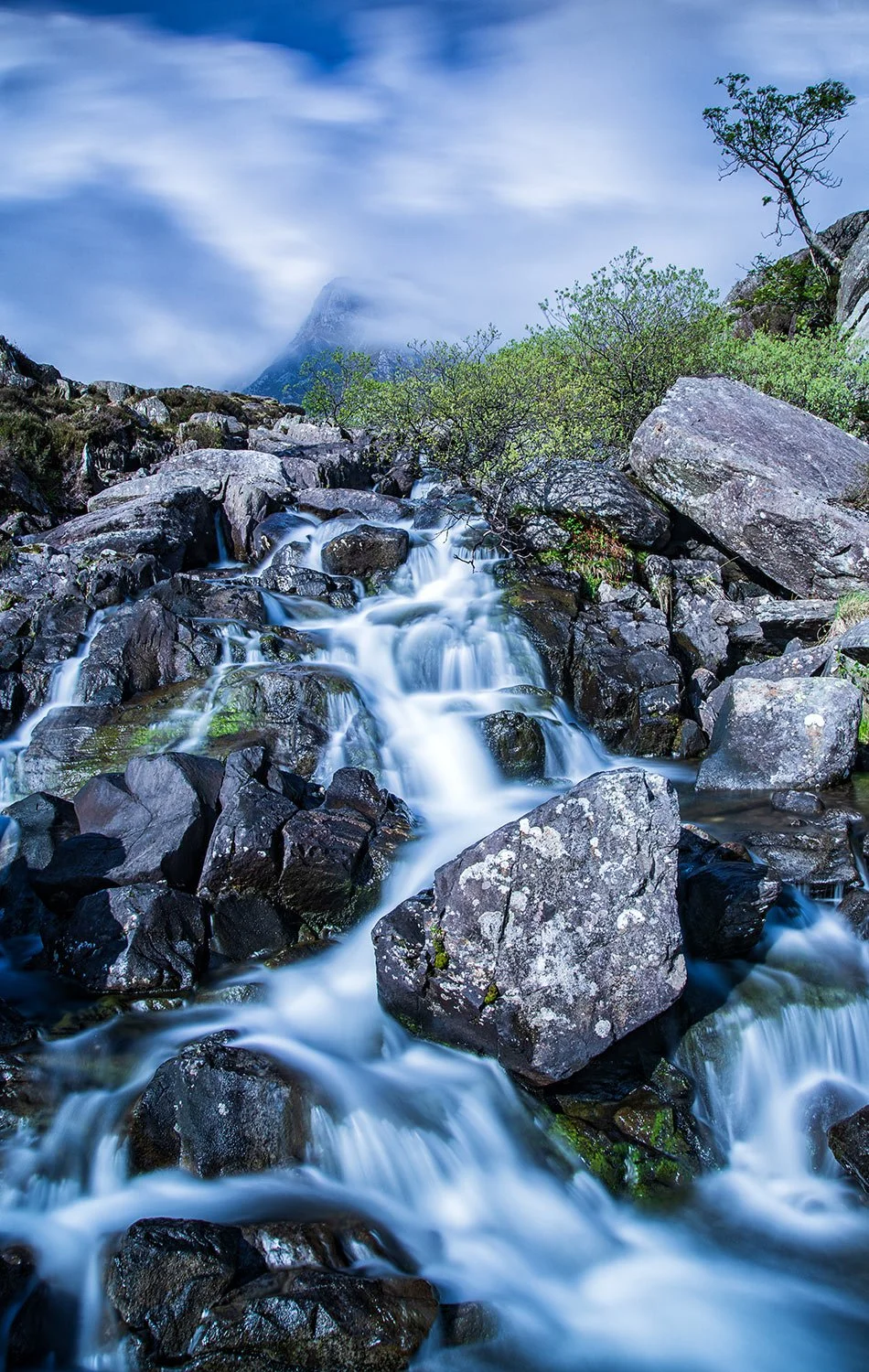 A stunning waterfall on the Cwm Idwal circular walk in Eryri Snowdonia.