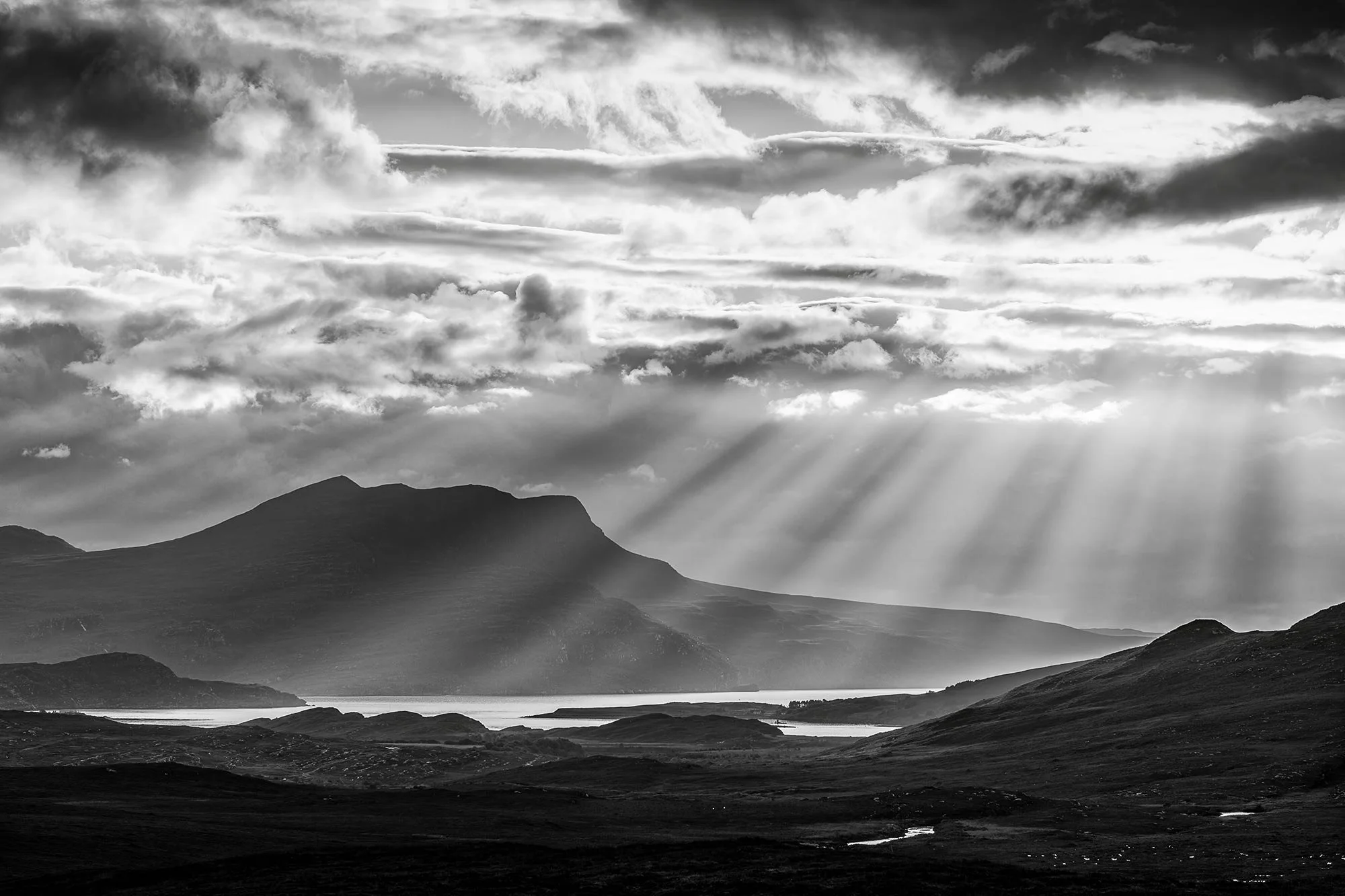 Amazing light over Loch Broom in Assynt near Ullapool