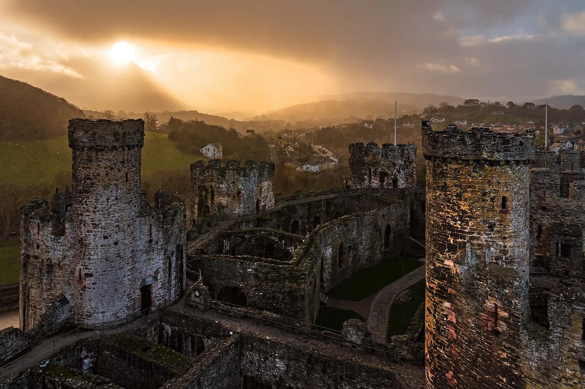 Conwy Castle at sunset in North Wales