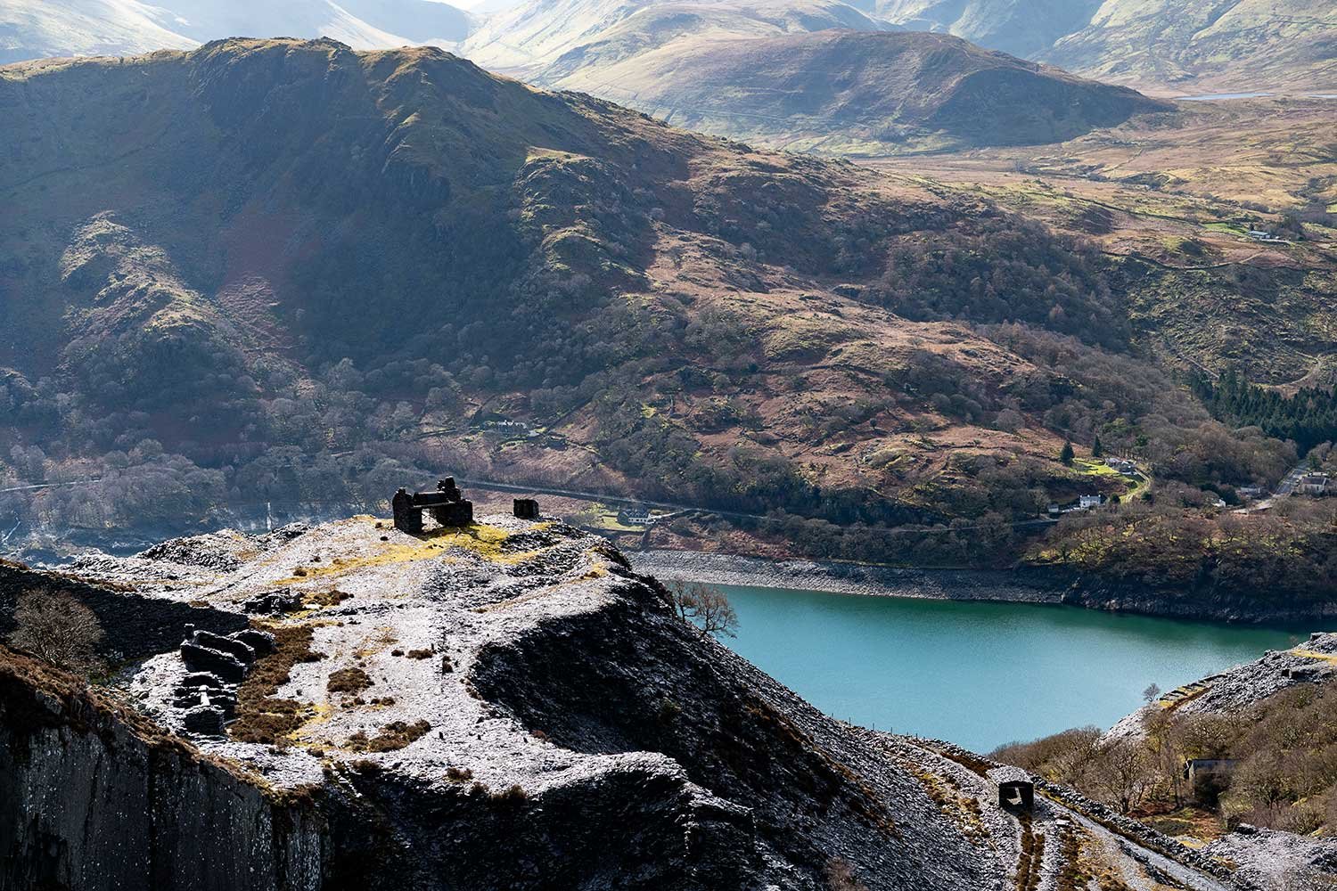 Views across to Llyn Peris from high up in Dinorwig quarry