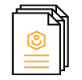 Icon of a document stack with a shield symbol and a face, indicating privacy or identification verification.