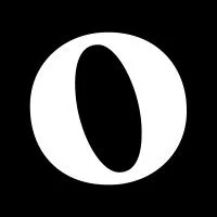 White letter 'O' on a black background