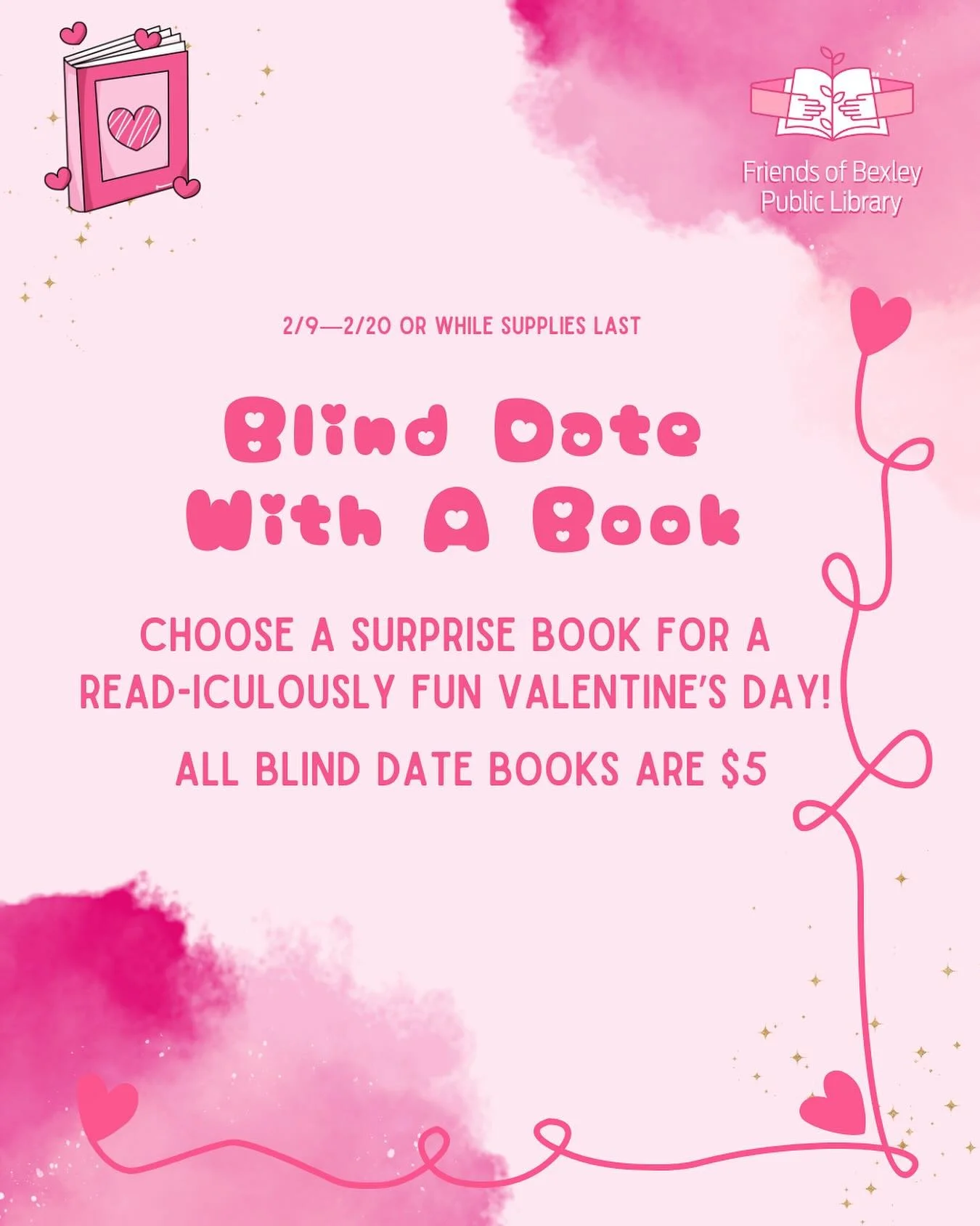 💕 A Valentine&rsquo;s Day Surprise! 💕 In time for Valentine&rsquo;s Day, the Friends of Bexley Library will be featuring a special &ldquo;Blind Date with a Book&rdquo; Pop Up Sale from Monday, Feb. 9 to Friday, Feb. 20 (or while supplies last)! We 
