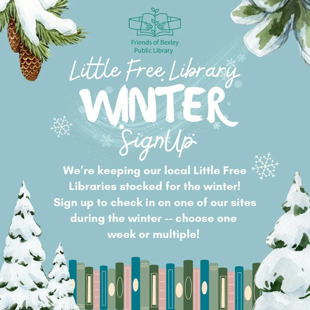 We could use a few more volunteers to help with our local Little Free Libraries for the rest of the winter! Jeffrey Mansion Playground has several open slots, and there are a couple at Havenwood and Merkle/Broad as well. 
If you&rsquo;ve never helped