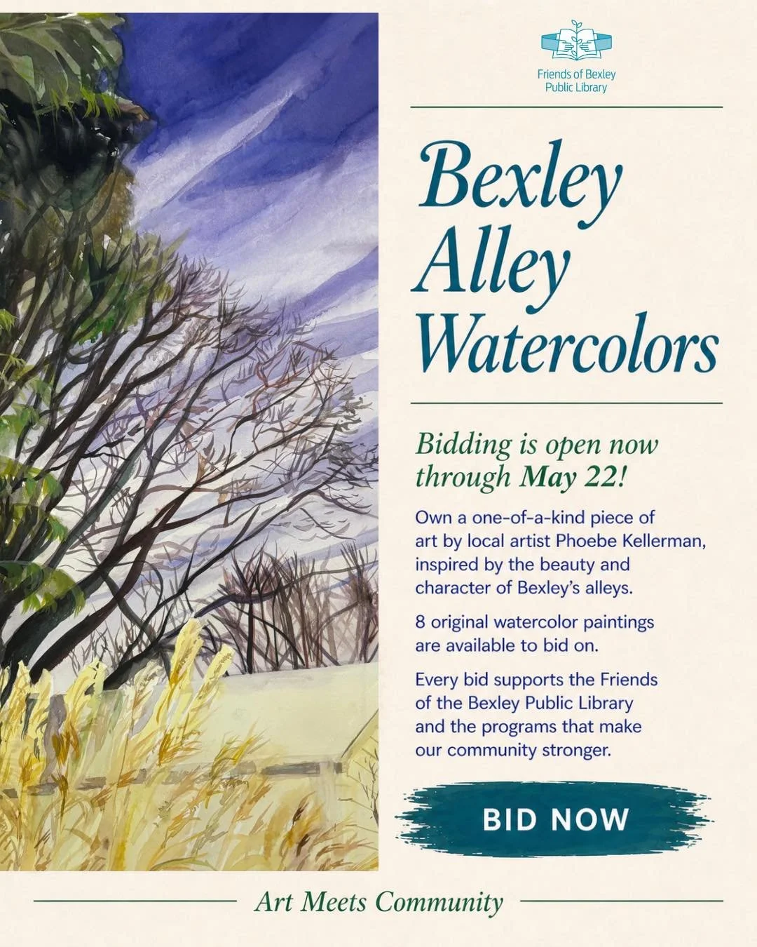 Bring a piece of Bexley into your home and support your library! 🎨

We&rsquo;re holding an online auction of 8 original watercolor paintings by local artist Phoebe Kellerman&mdash;each inspired by scenes from Bexley alleys as part of the loveyourall