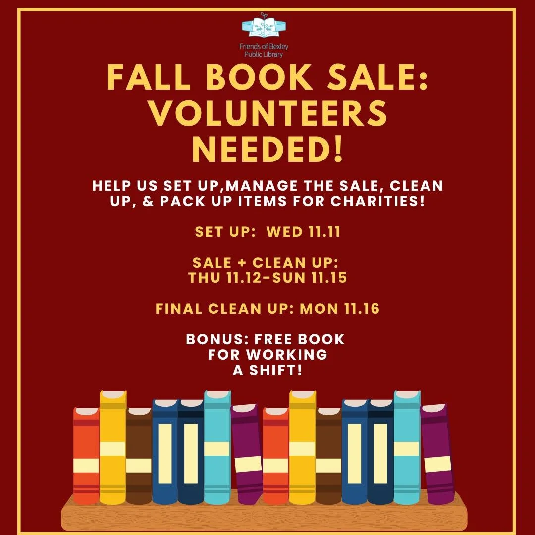 We&rsquo;re prepping for our annual Fall Book Sale and, as always, we need volunteers to pull it off! Sign up at the link below to pick up a shift (or two, or more!). Bonus: all volunteers get a free book for each shift that they work. Thank you for 