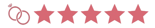 Five pink stars aligned horizontally with a pink gender symbol on the left.