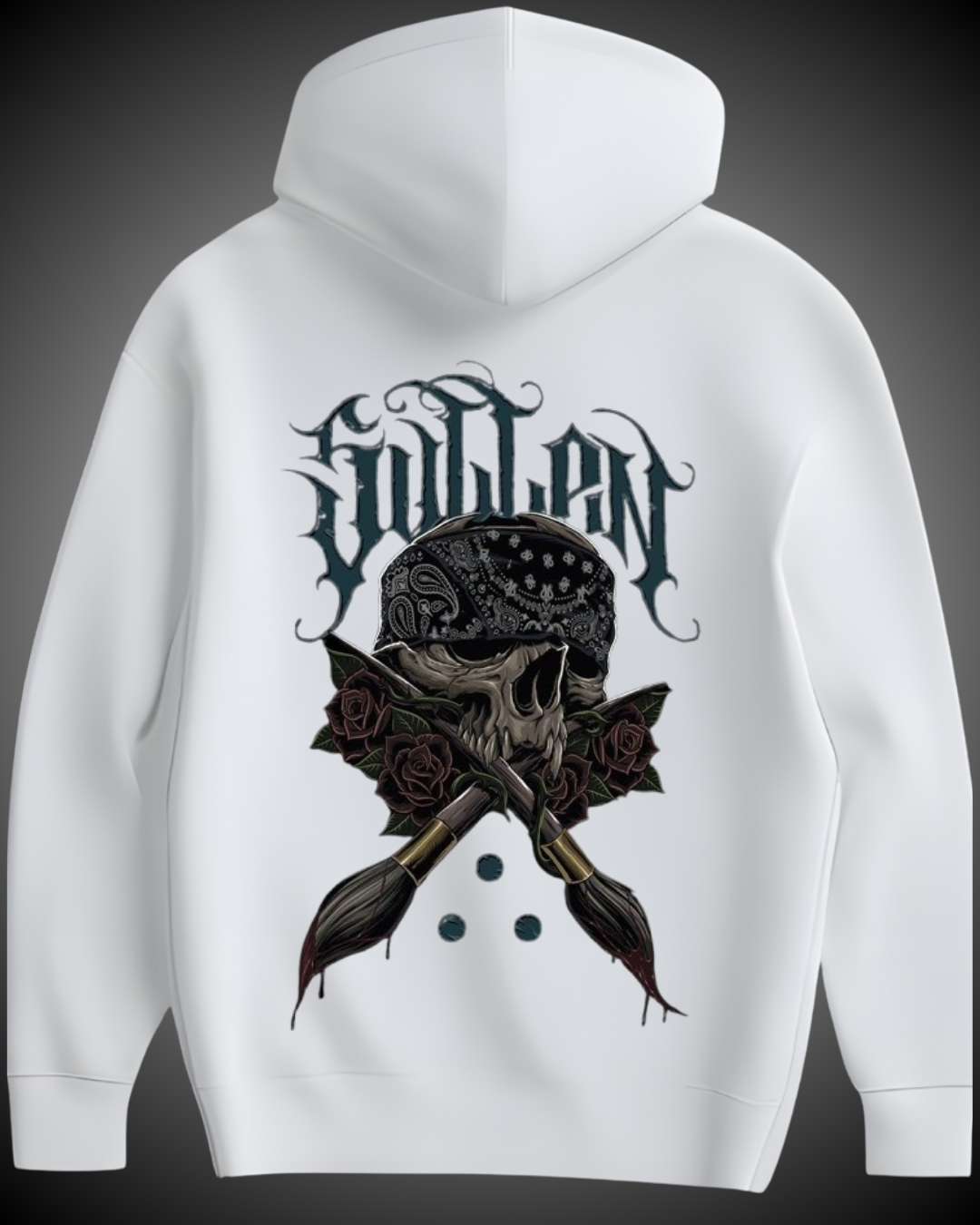 Sudadera Unisex-Blanca-Diseño Craneo con pinceles.png