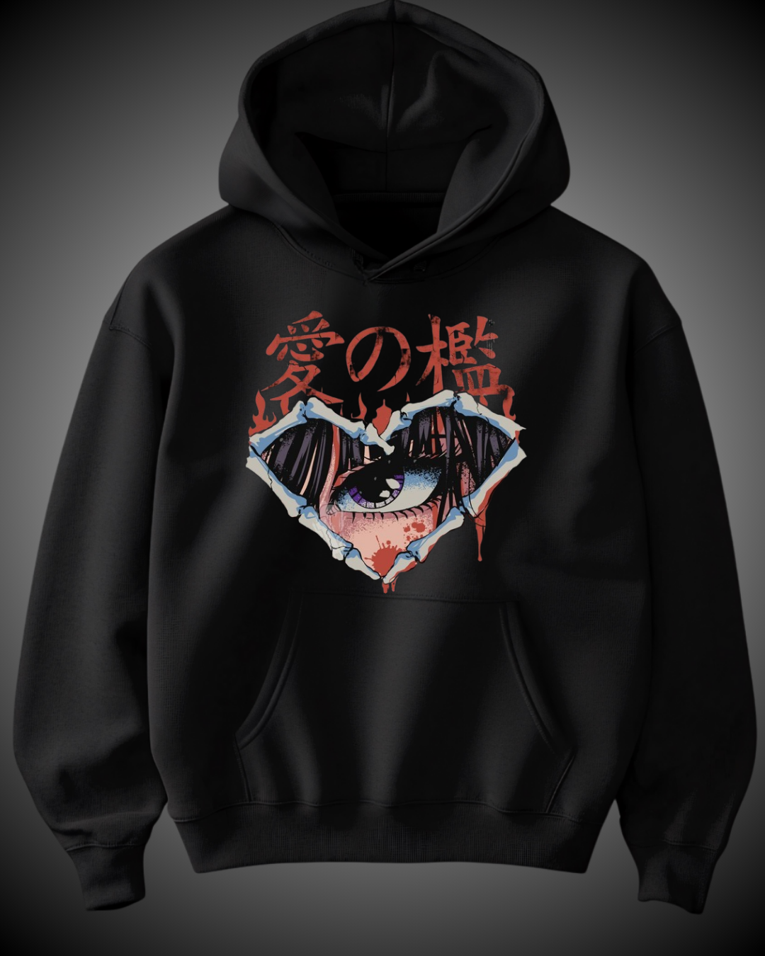 Sudadeta Negra-Unisex-Diseño Ojo de anime.png