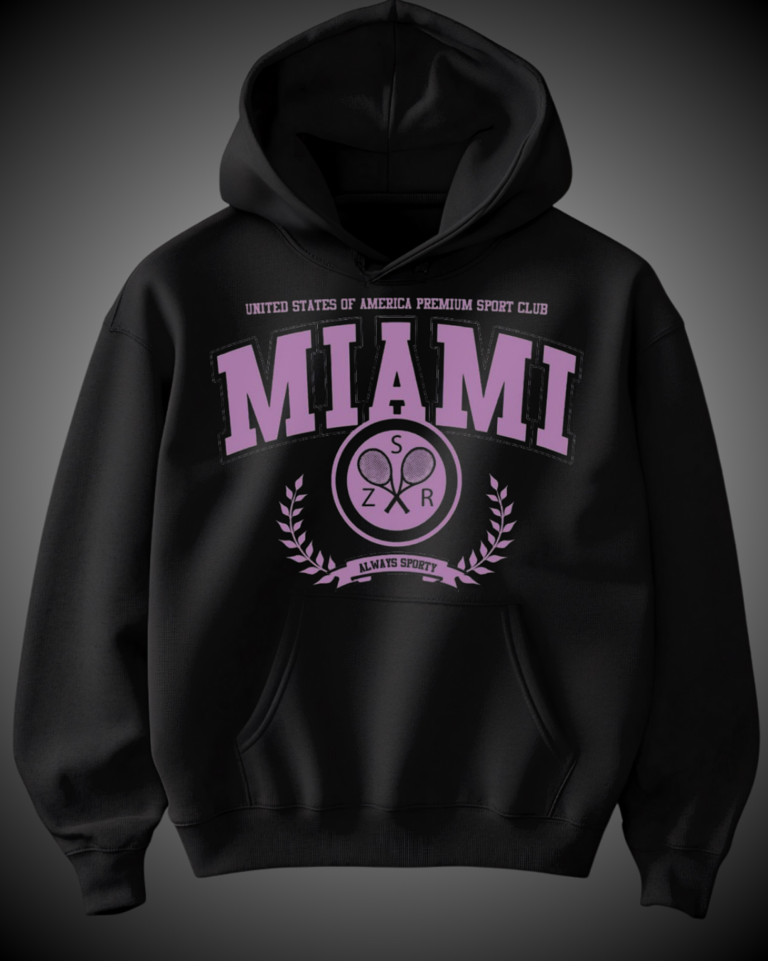 Sudadeta Negra-Unisex-Diseño Miami morado.png