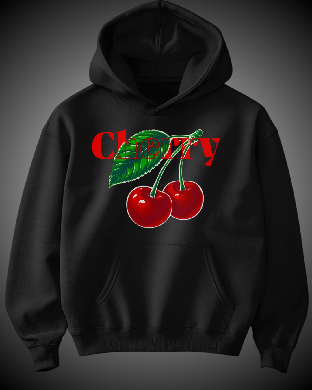 Sudadeta Negra-Unisex-Diseño cerezas rojas.png