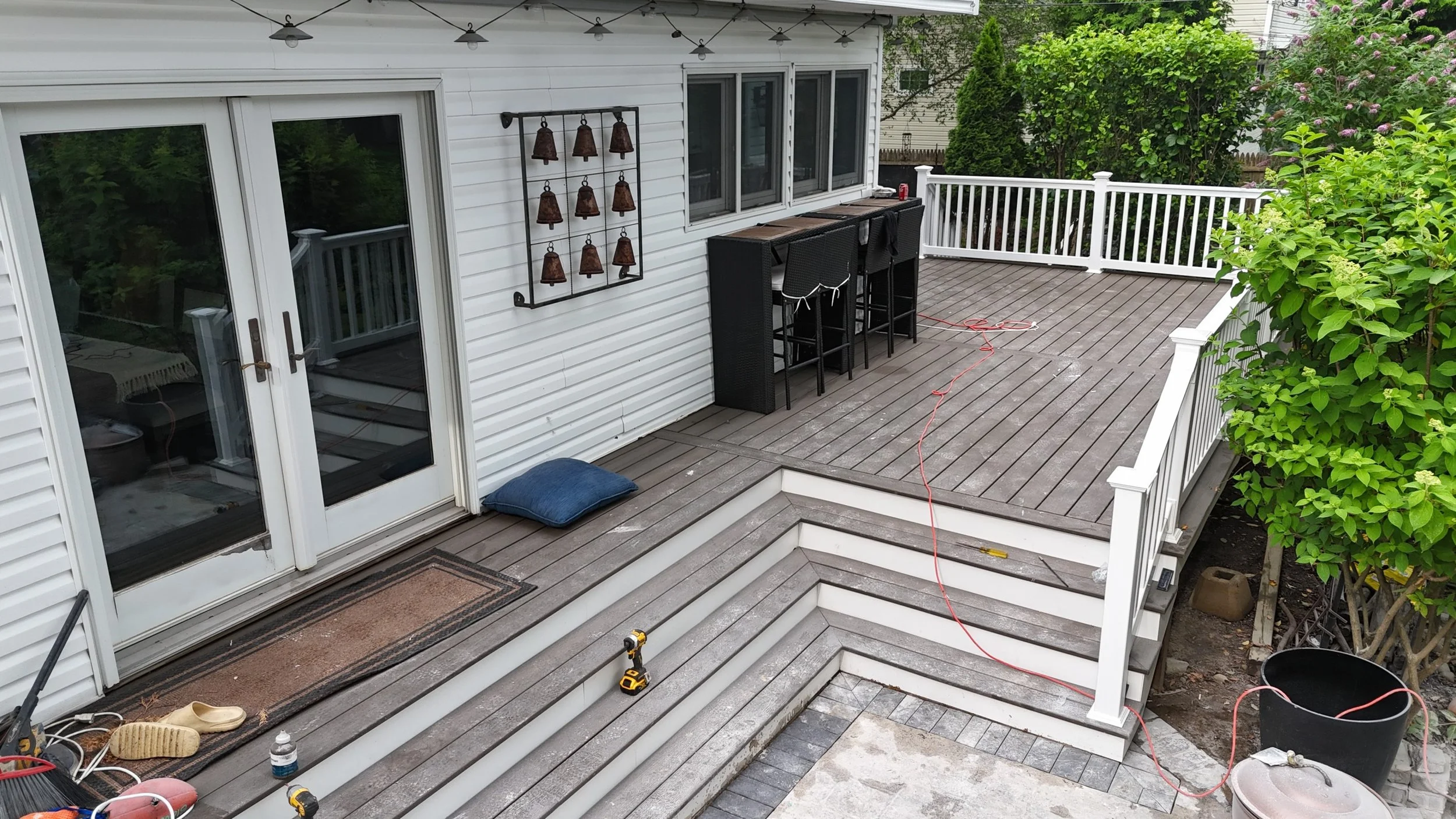 Installed trex and PVC railings.
