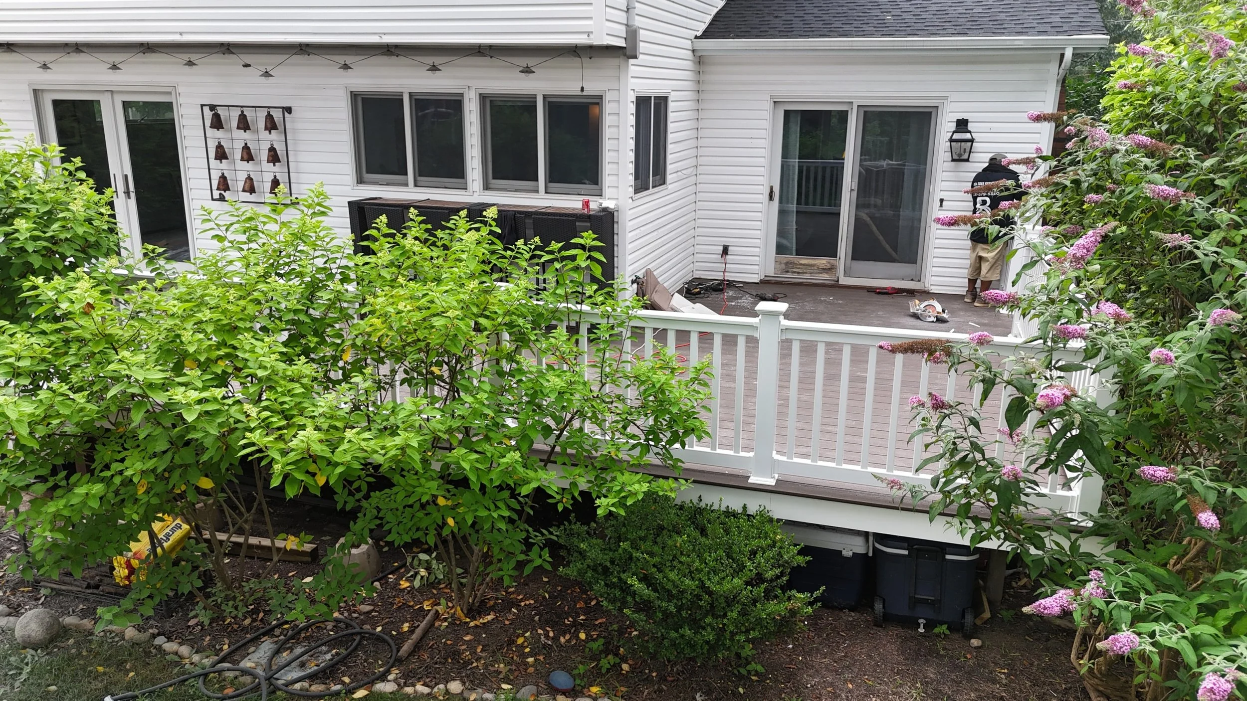 Installed trex and PVC railings.