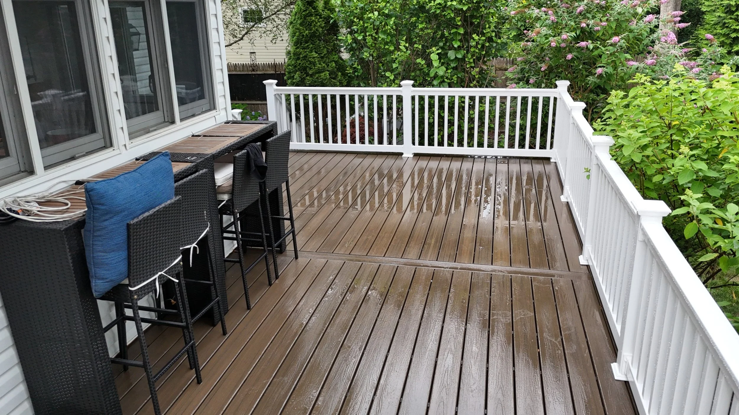 Installed trex and PVC railings.