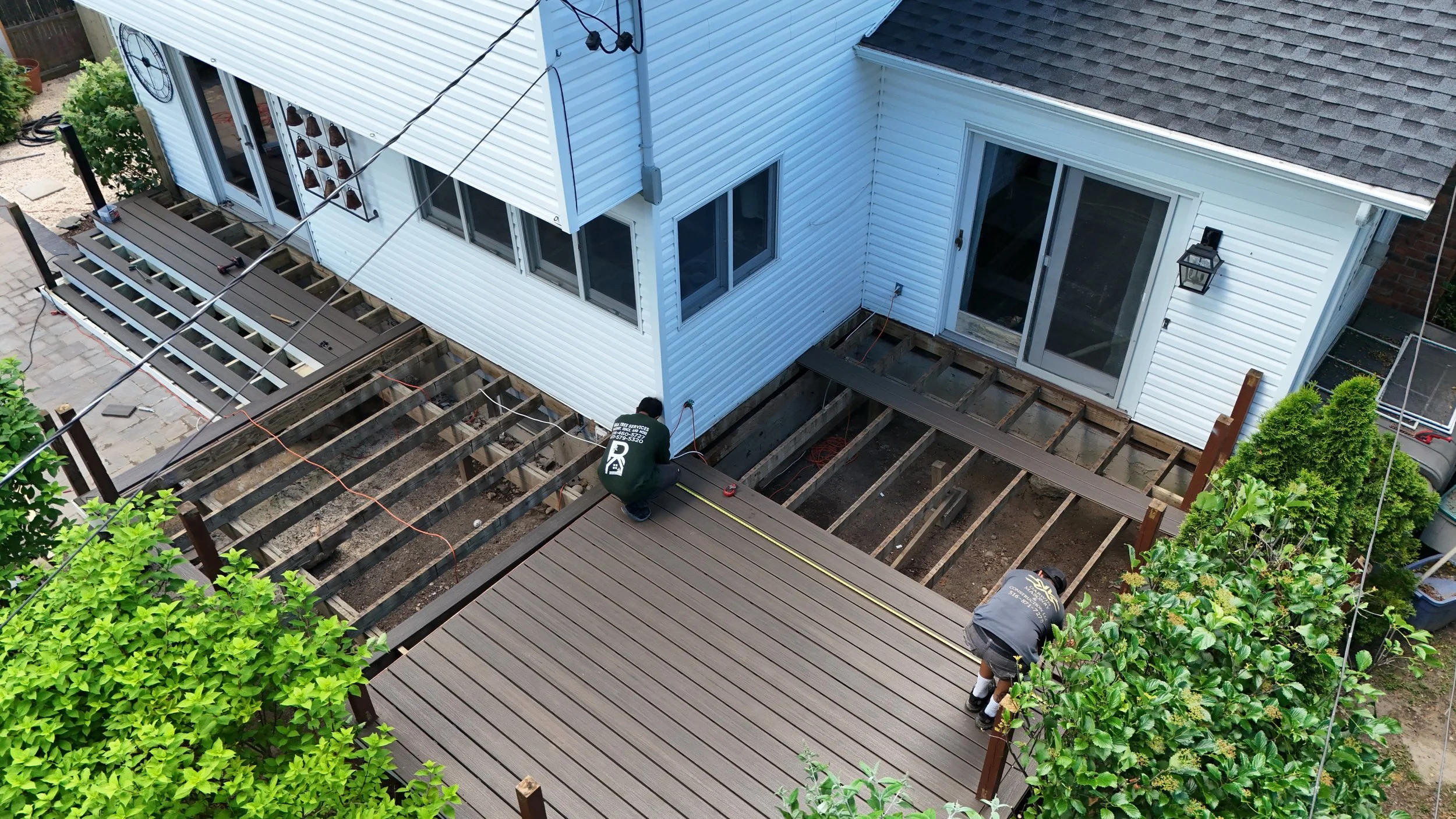 Installing trex on the deck.