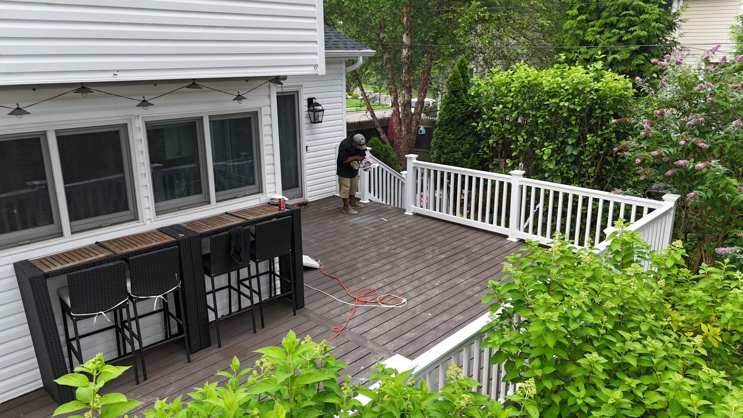 Installed trex and PVC railings.