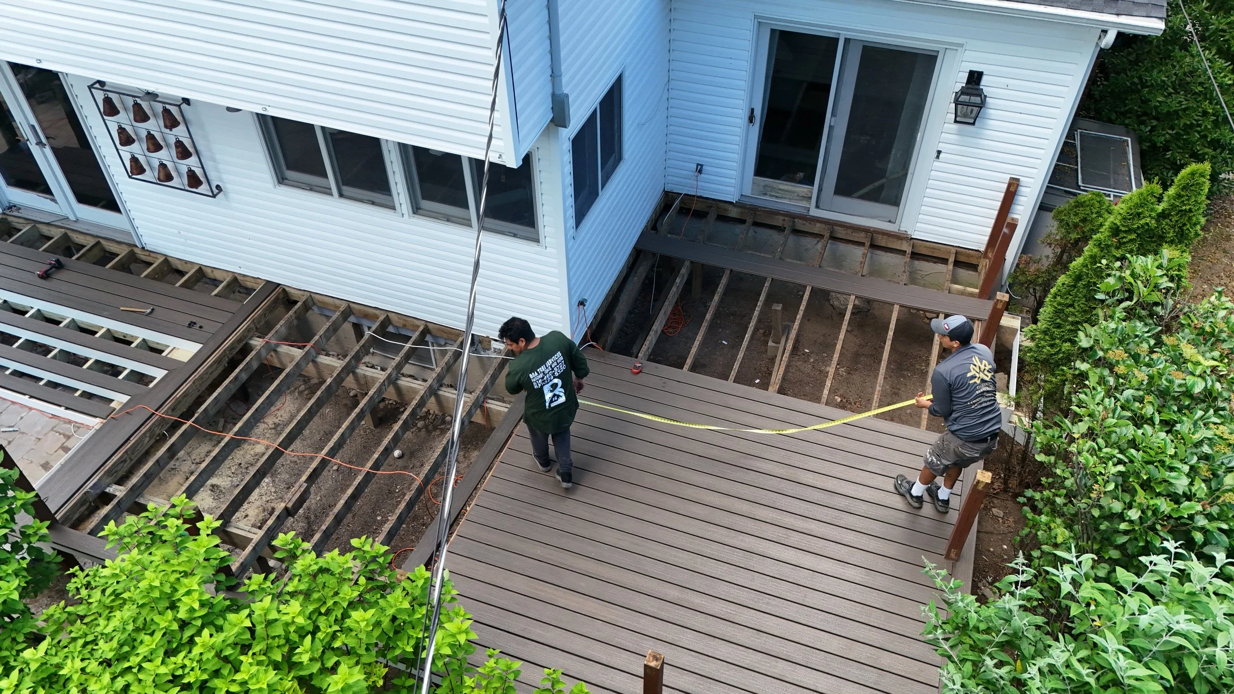 Installing trex on the deck.