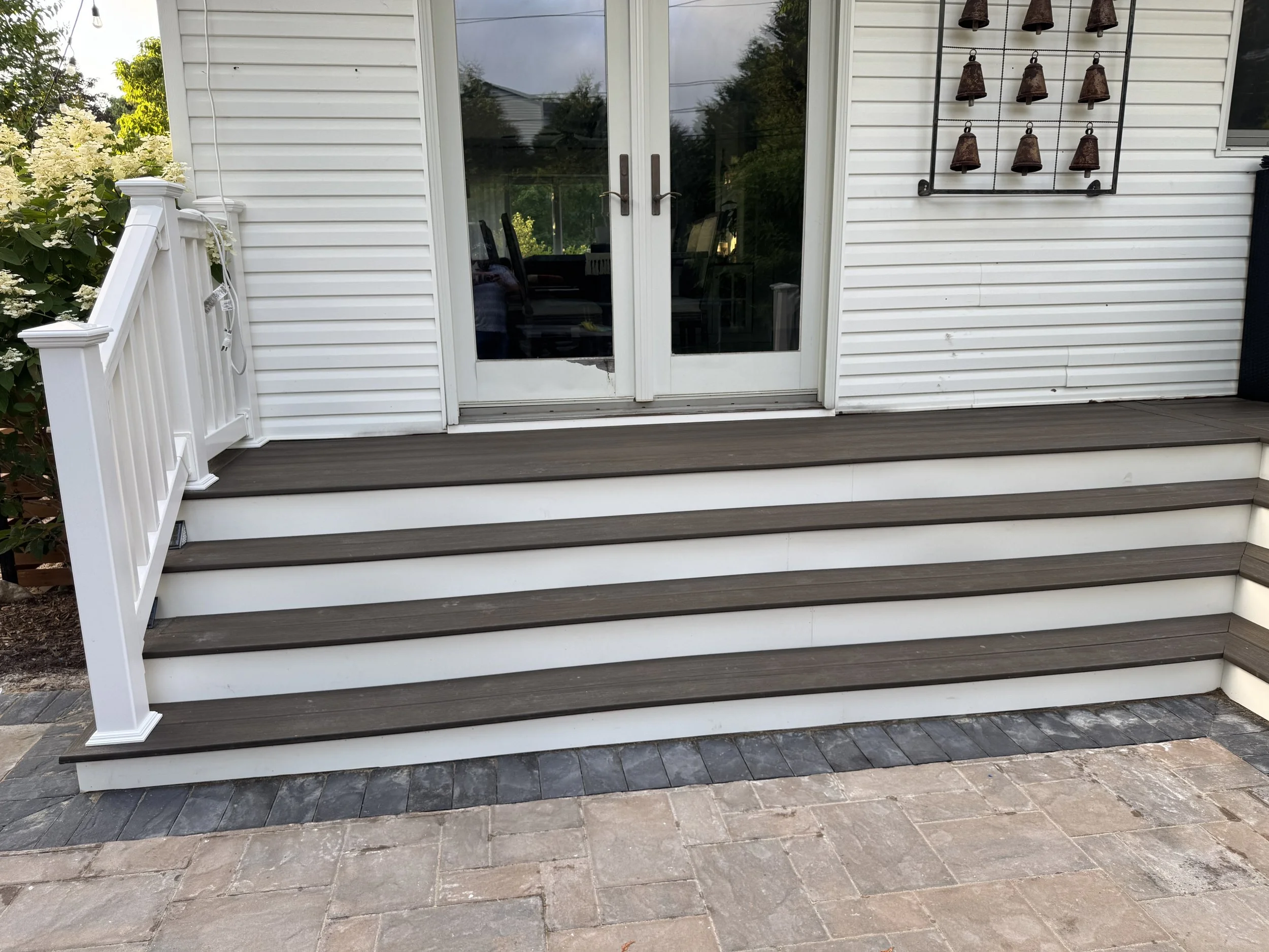 Installed trex and PVC railings.