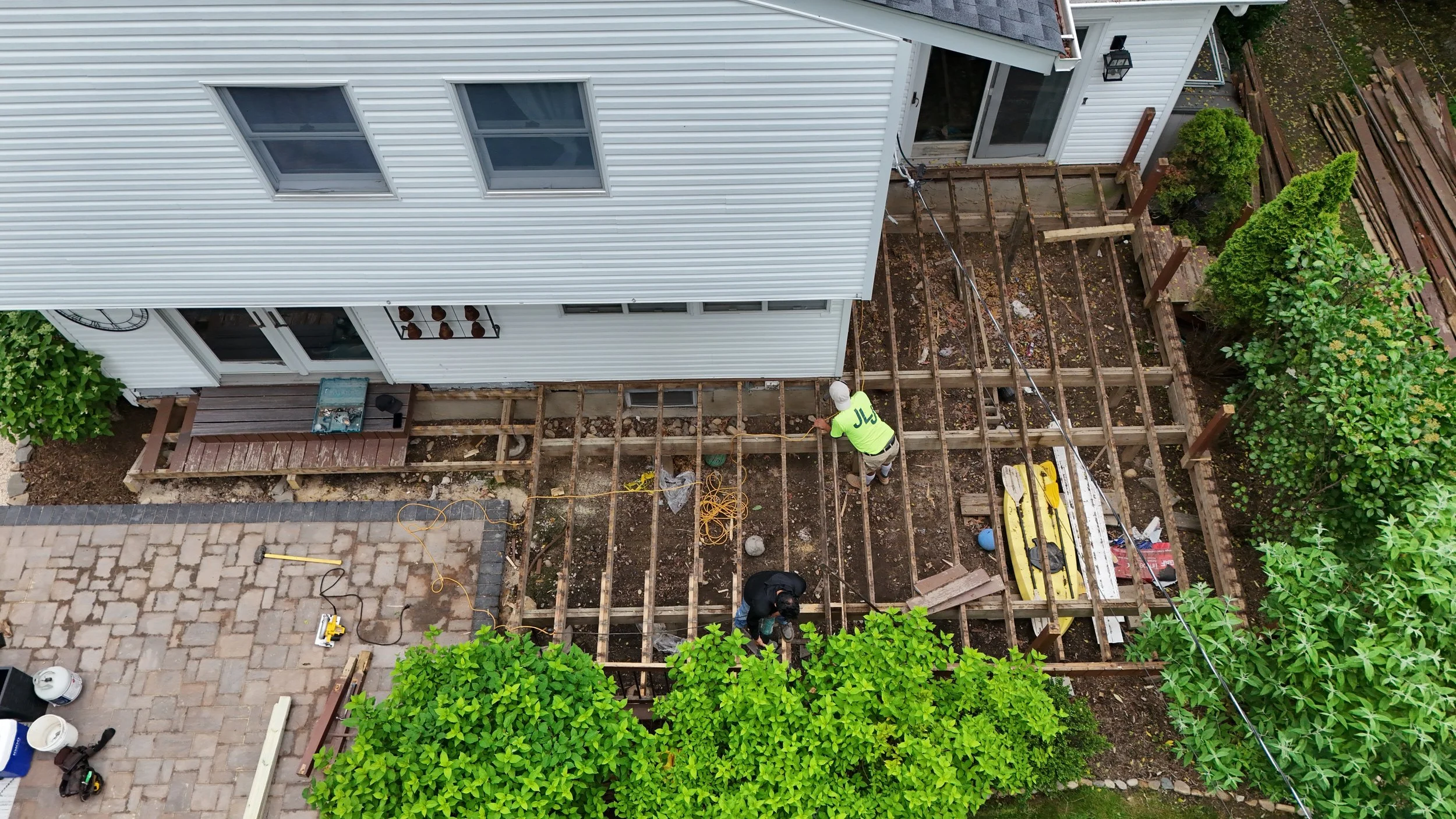 Process of removing all wooden boards.